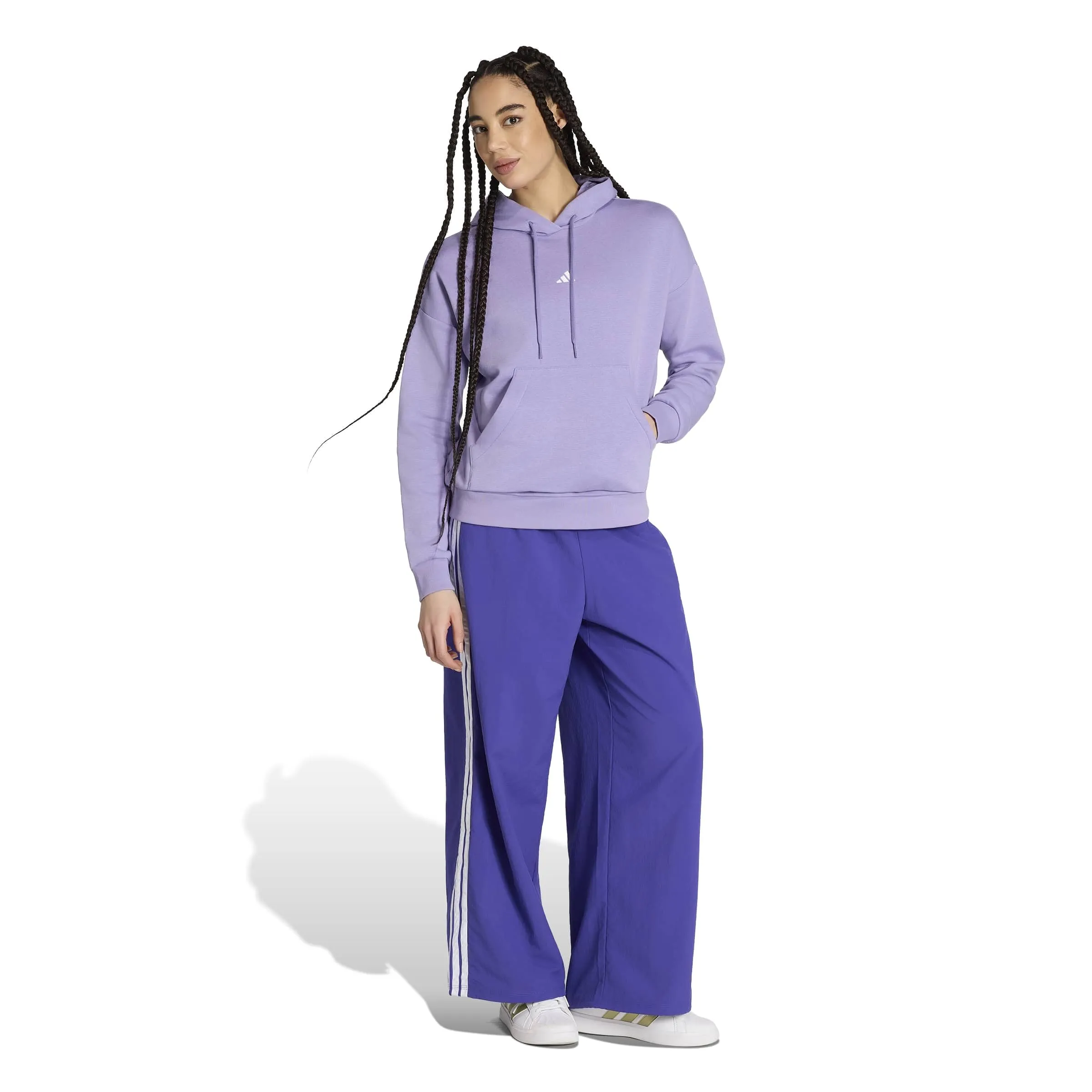 adidas Donna Essentials Small Logo Feel Cozy Hoodie Sweatshirt, Magic Lilac/White, M - immagine 6