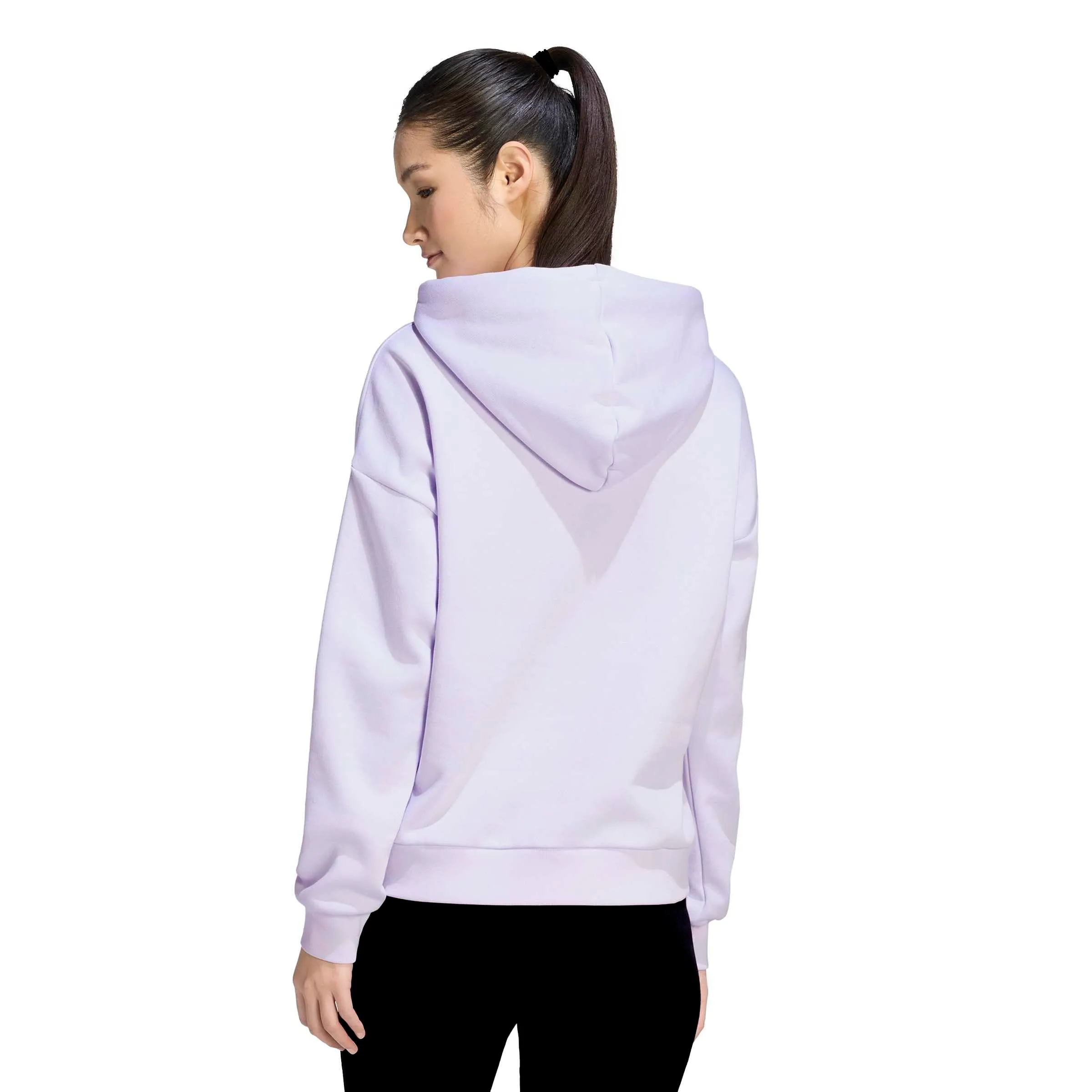 adidas Donna Essentials Small Logo Feel Cozy Hoodie Sweatshirt, Frozen Purple/White, L - immagine 2