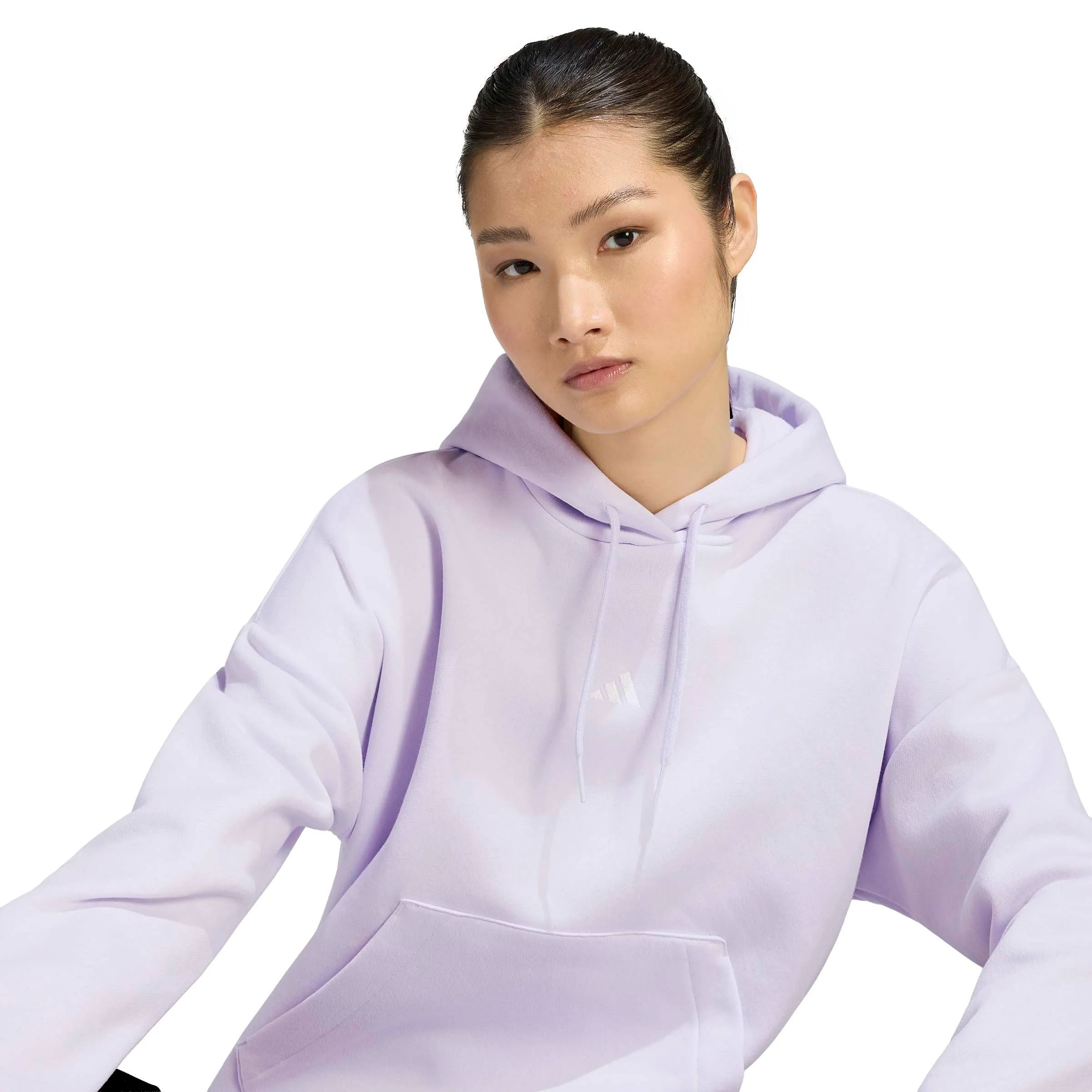 adidas Donna Essentials Small Logo Feel Cozy Hoodie Sweatshirt, Frozen Purple/White, L - immagine 4