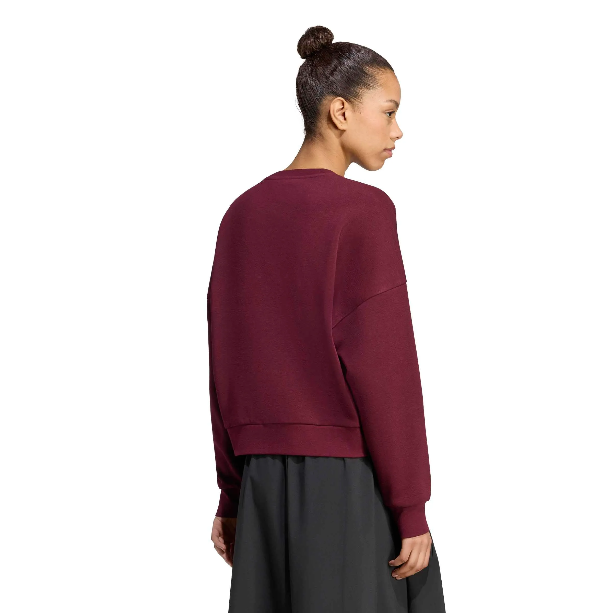 adidas Donna Essentials Small Logo Feel Cozy Relaxed Fit Sweatshirt, Maroon/White, XL - immagine 3