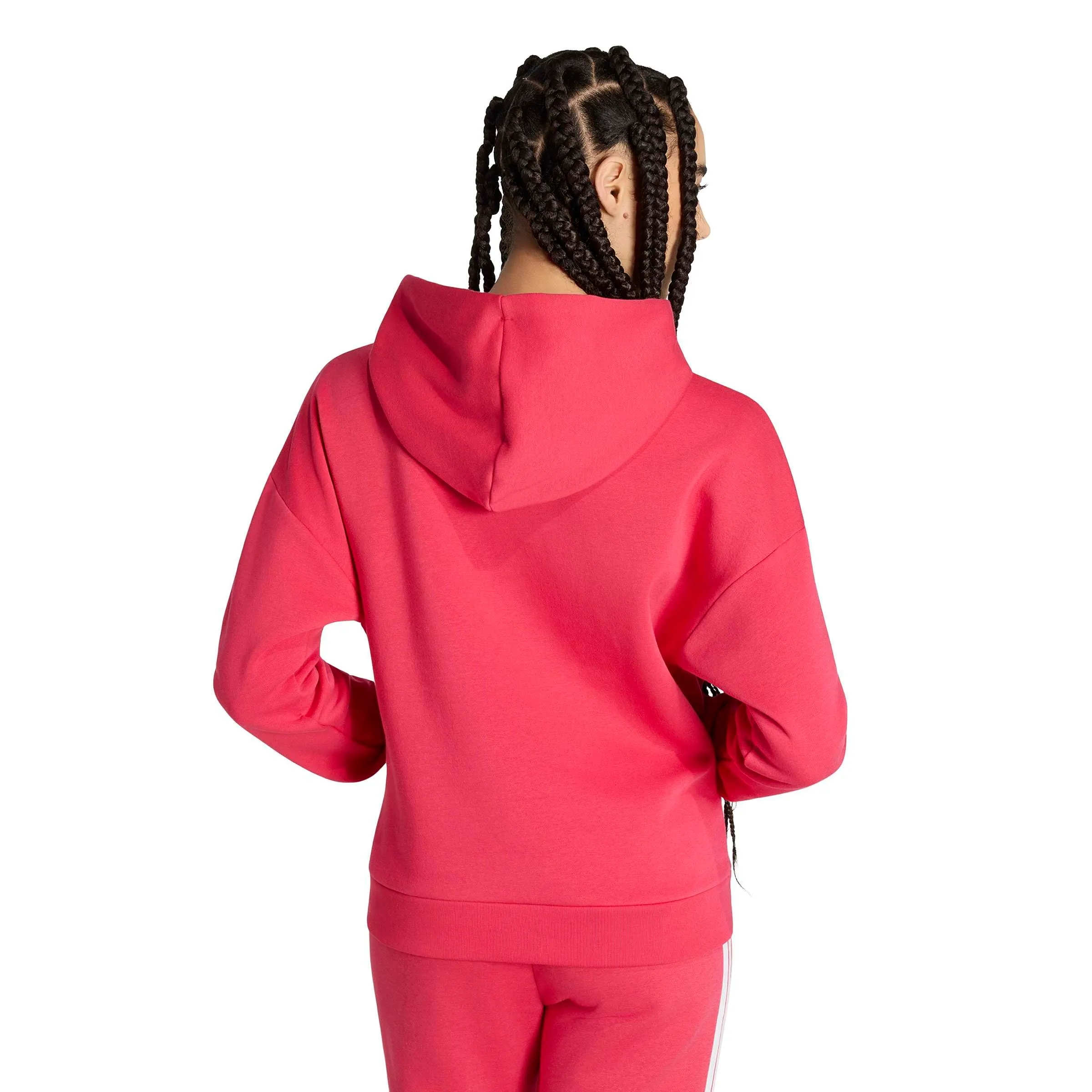 adidas Donna Essentials Small Logo Feel Cozy Hoodie Sweatshirt, Power Pink/White, XS - immagine 2