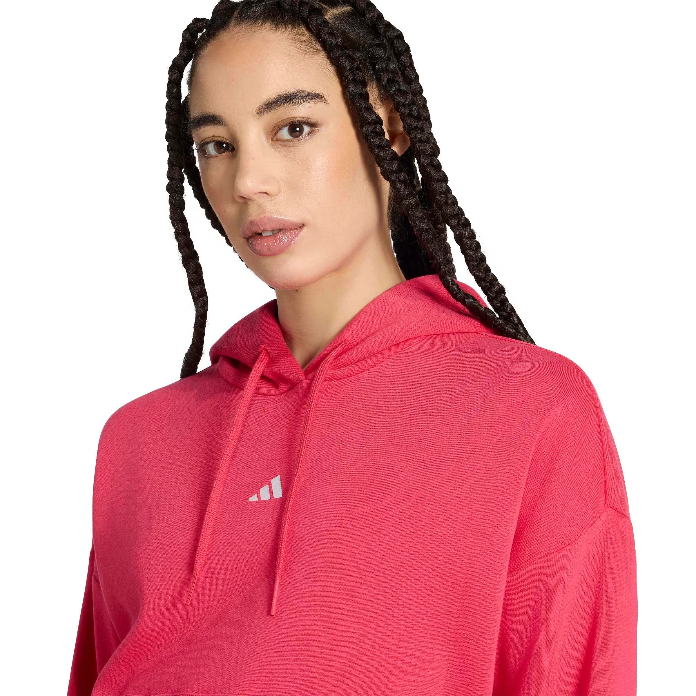 adidas Donna Essentials Small Logo Feel Cozy Hoodie Sweatshirt, Power Pink/White, XS - immagine 4