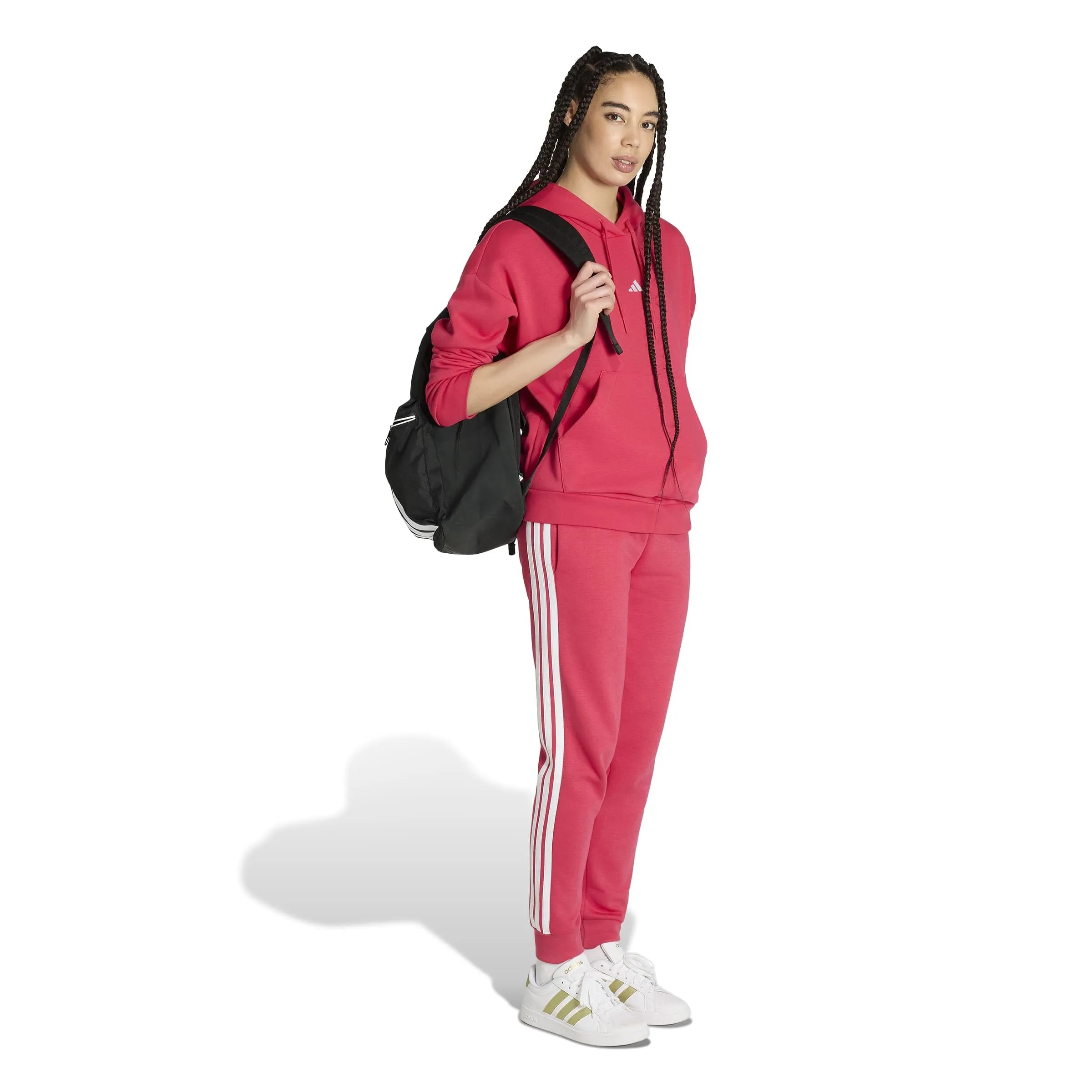 adidas Donna Essentials Small Logo Feel Cozy Hoodie Sweatshirt, Power Pink/White, XS - immagine 6