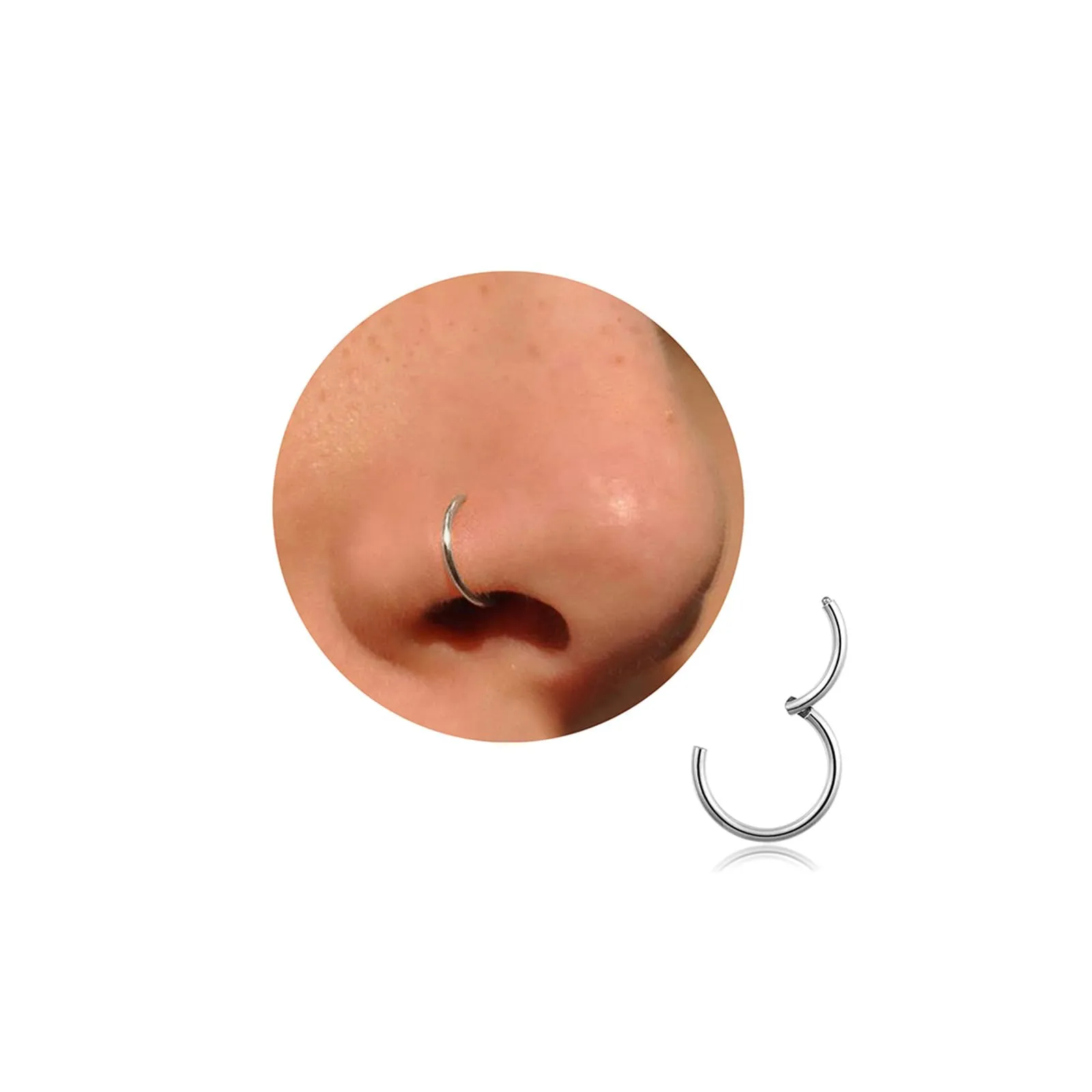 Anello per naso Oro Argento sottile Anello per piercing nasale Titanio per donne uomini 20G 18G 16G Septum Tragus Conch orecchini piercing per le labbra Anello per piercing nasale Gioielli 6mm/7mm/8mm - immagine 1