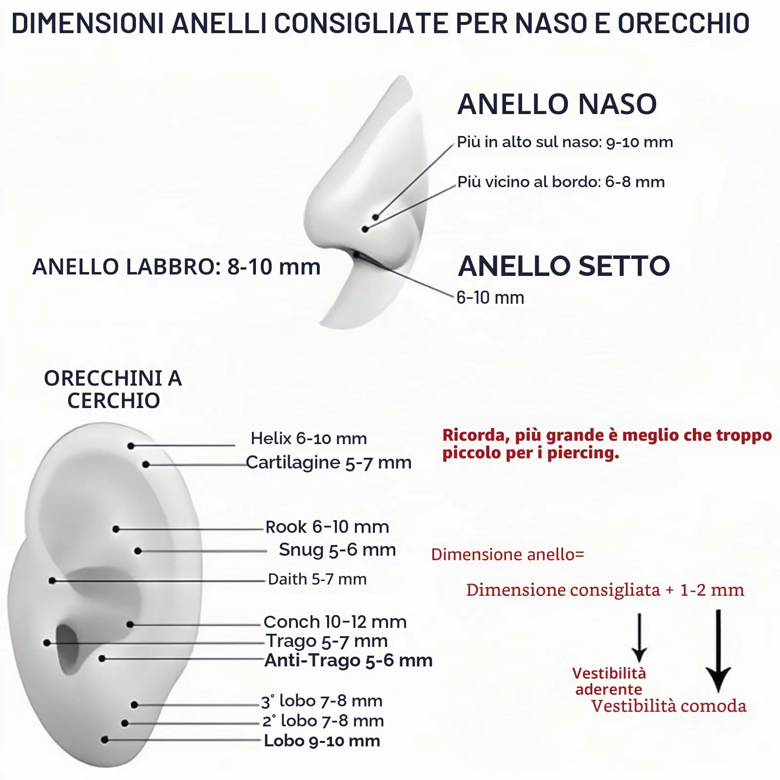 Anello per naso Oro Argento sottile Anello per piercing nasale Titanio per donne uomini 20G 18G 16G Septum Tragus Conch orecchini piercing per le labbra Anello per piercing nasale Gioielli 6mm/7mm/8mm - immagine 6