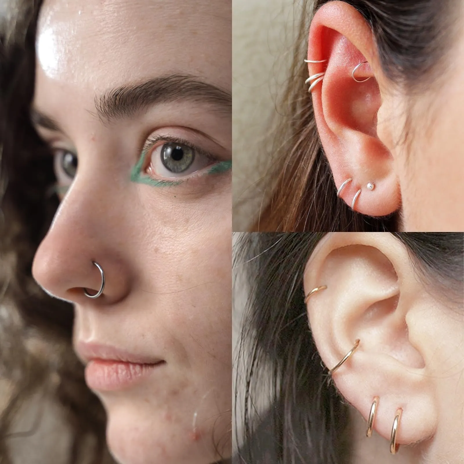 Anello per naso Oro Argento sottile Anello per piercing nasale Titanio per donne uomini 20G 18G 16G Septum Tragus Conch orecchini piercing per le labbra Anello per piercing nasale Gioielli 6mm/7mm/8mm - immagine 8