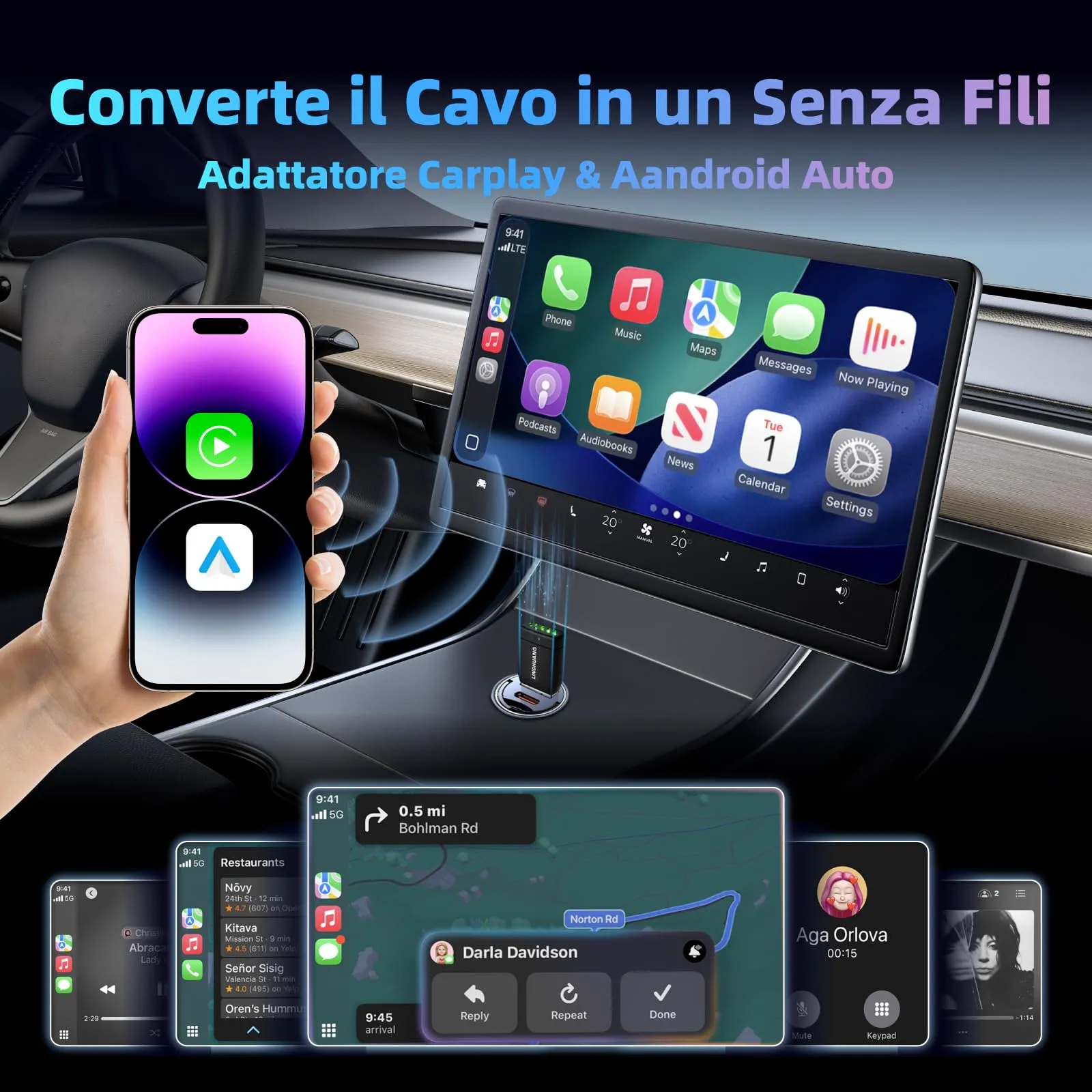 Adattatore Carplay Wireless & Mini Adattatore Android Auto Wireless - immagine 4
