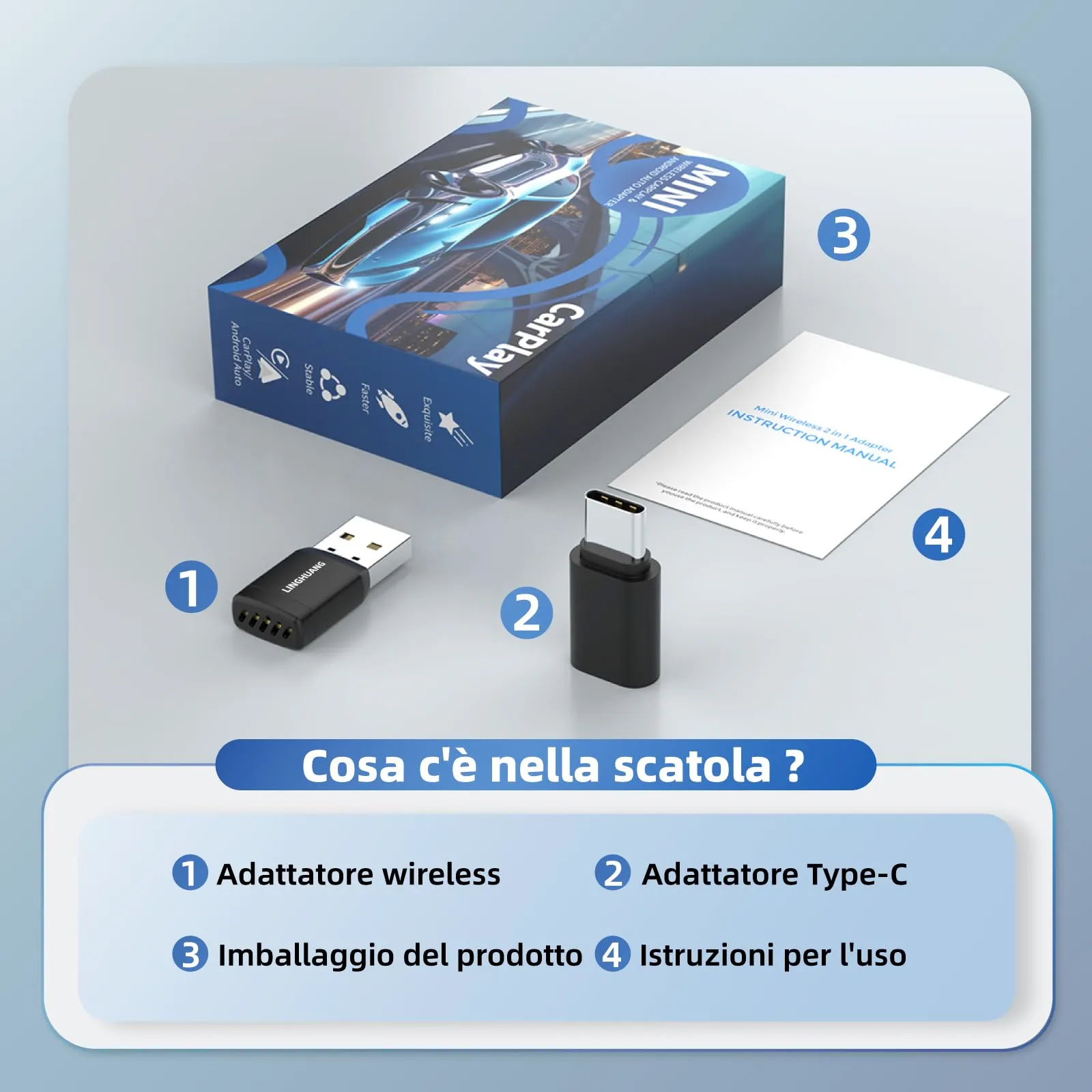 Adattatore Carplay Wireless & Mini Adattatore Android Auto Wireless - immagine 9