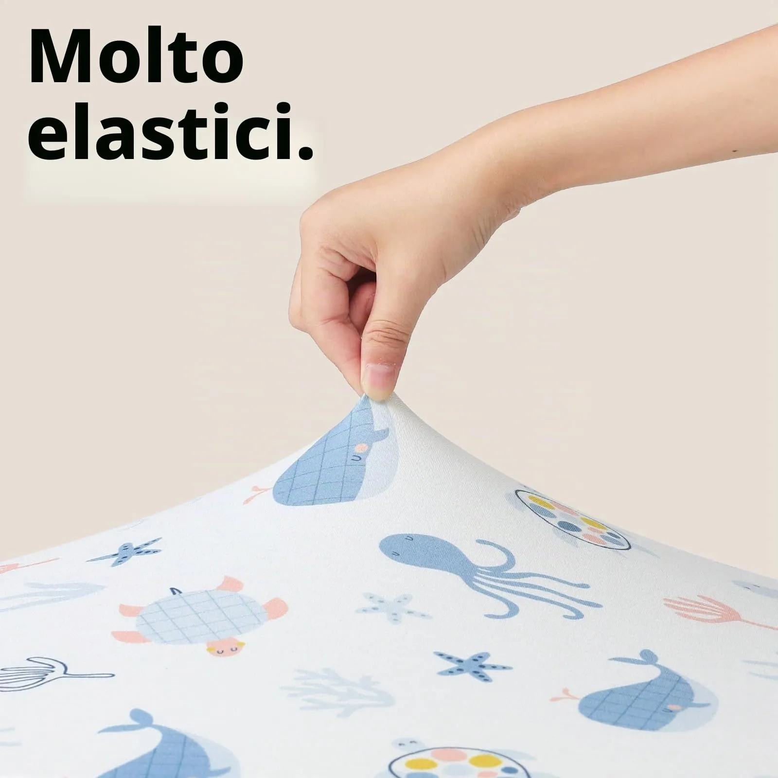 Fiemol Lenzuola Lettino 140x70 cm, Confezione da 3 Coprimaterassi per Lettino Neonato, Lenzuola con Angoli Elasticizzate in Microfibra Ultra Morbida e Setosa, Azzurro e Balena - immagine 4