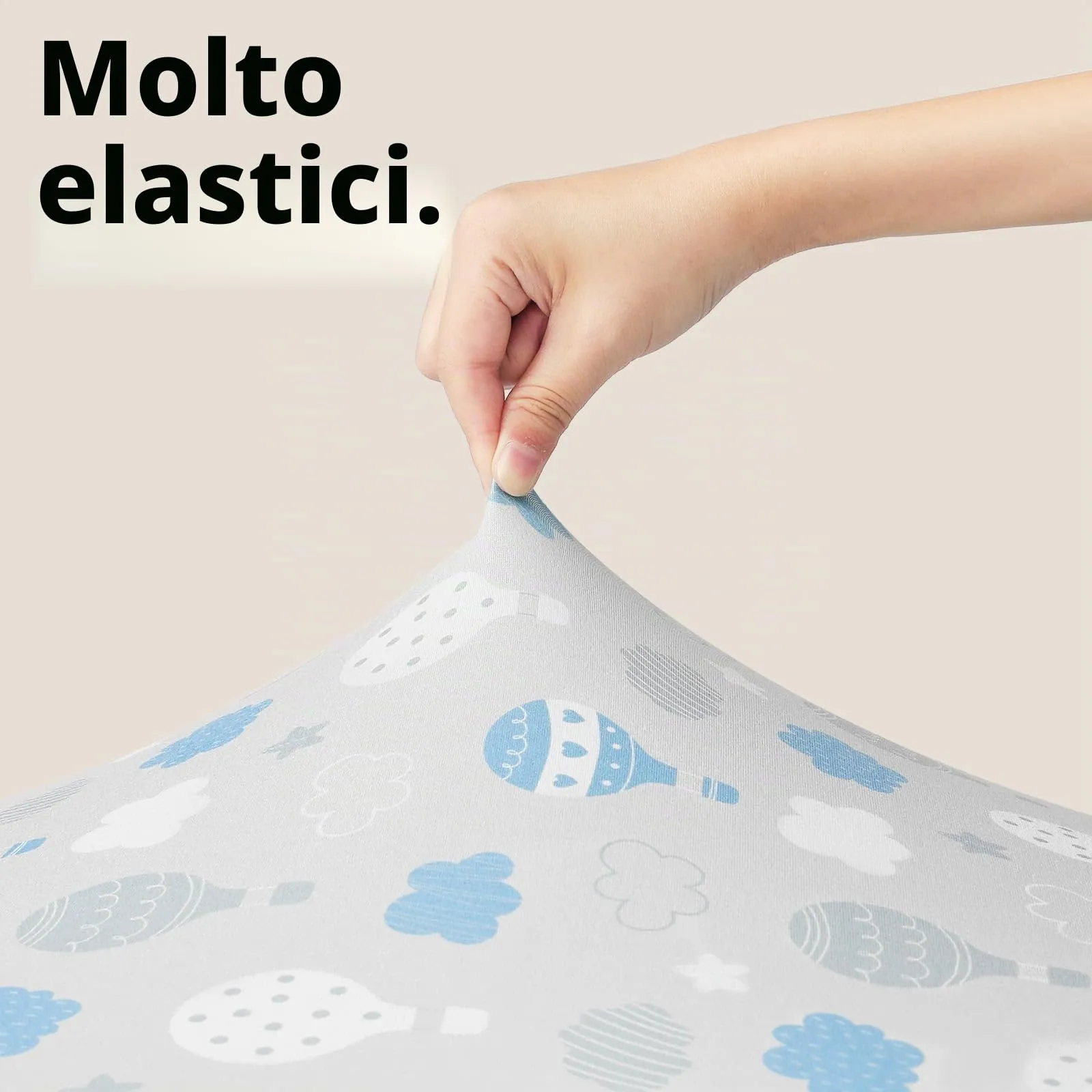 Fiemol Lenzuola Culla Next to Me 83x50cm, Confezione da 3 Coprimaterassi per Culla Neonato, Lenzuola con Angoli Elasticizzate in Microfibra Ultra Morbida e Setosa, Azzurro e Nuvola - immagine 4