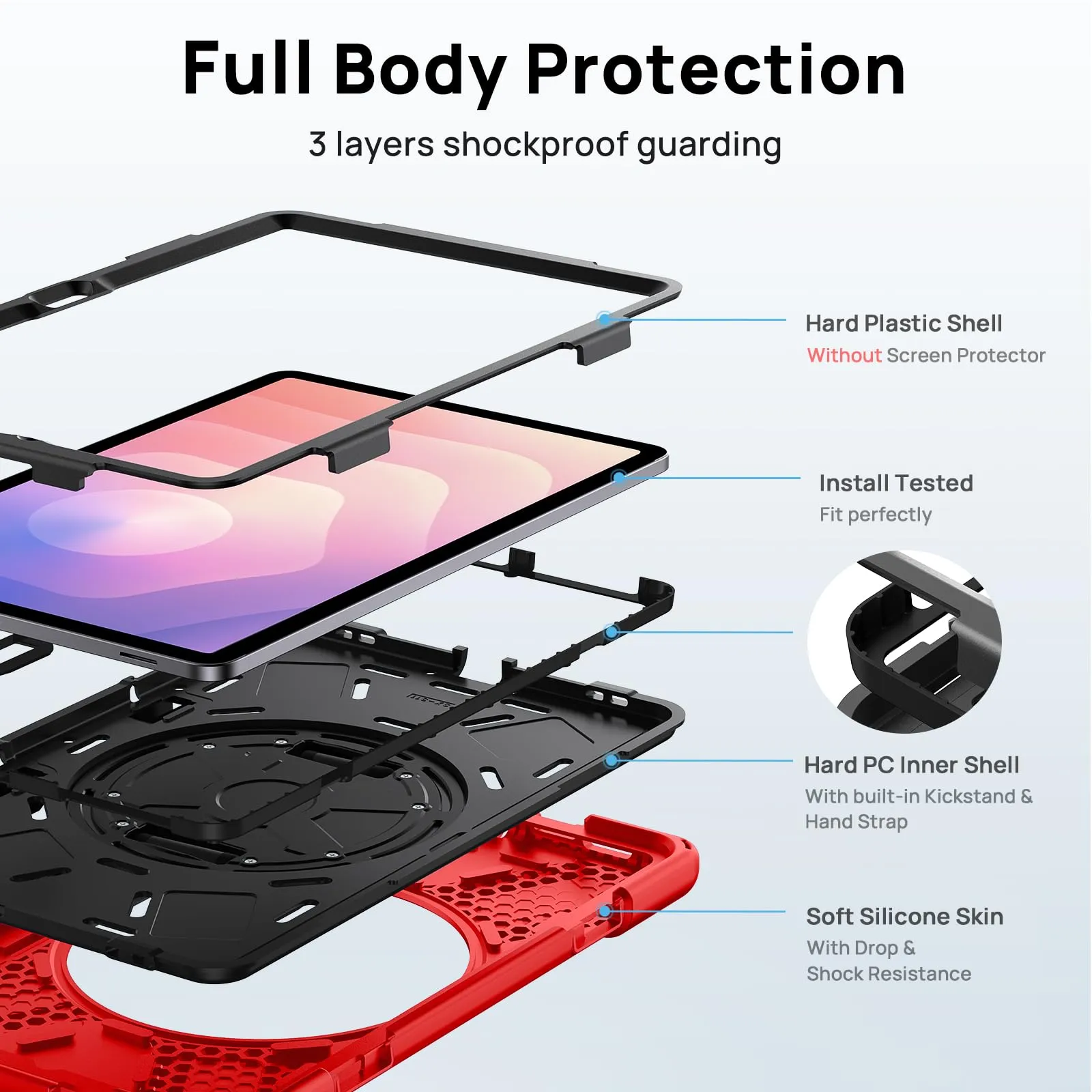 Gerutek Cover per Samsung Galaxy Tab S11 11 Pollici 2025, Rosso - immagine 3