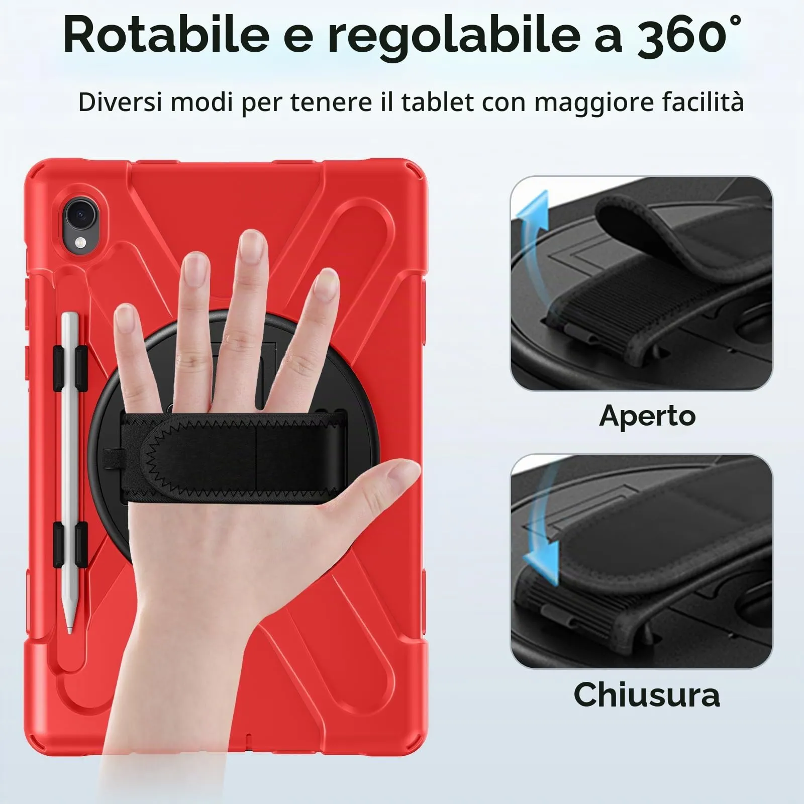 Gerutek Cover per Samsung Galaxy Tab S11 11 Pollici 2025, Rosso - immagine 6
