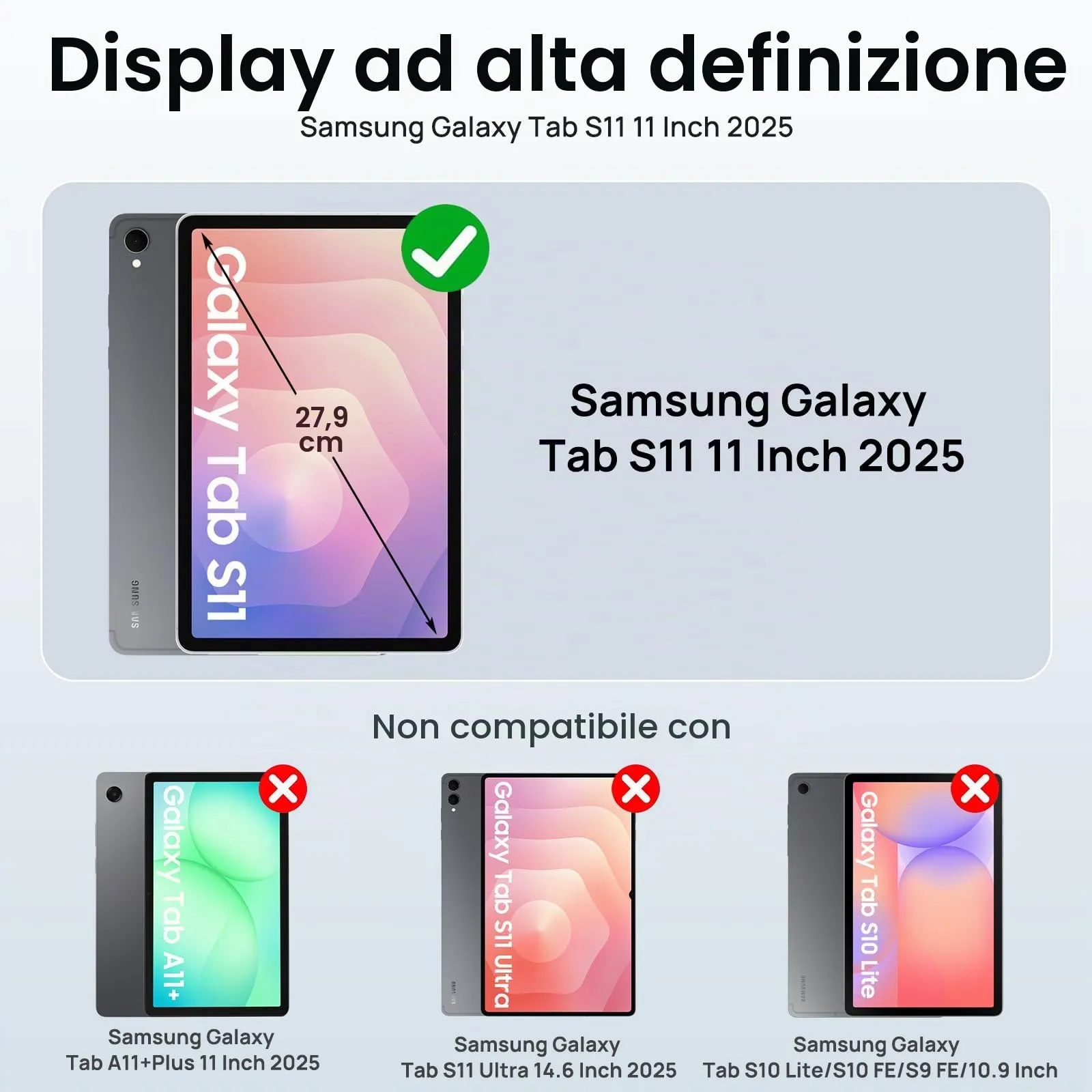 Gerutek Cover per Samsung Galaxy Tab S11 11 Pollici 2025, Blu - immagine 2