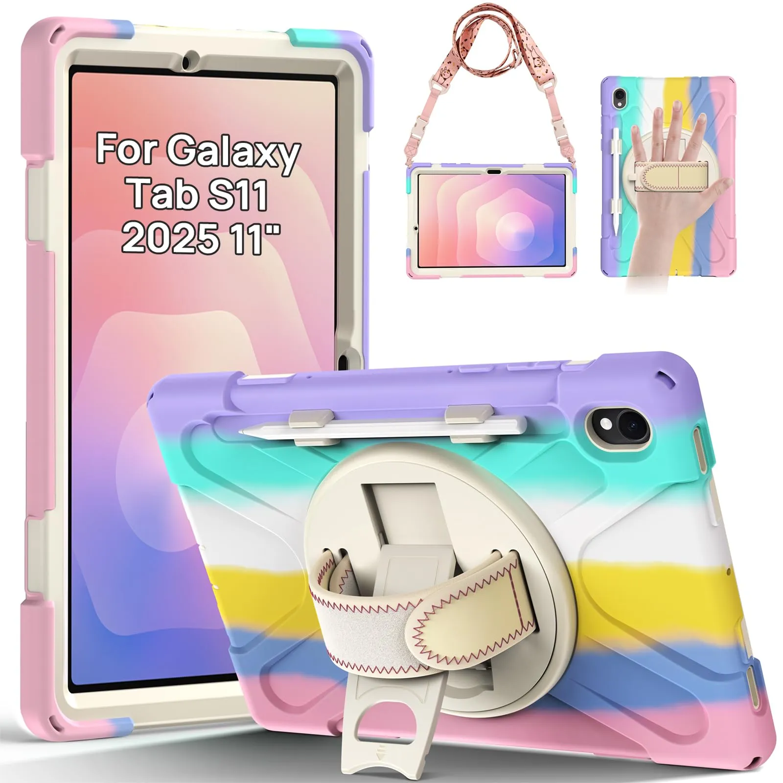 Gerutek Cover per Samsung Galaxy Tab S11 11 Pollici 2025, Arcobaleno - immagine 1