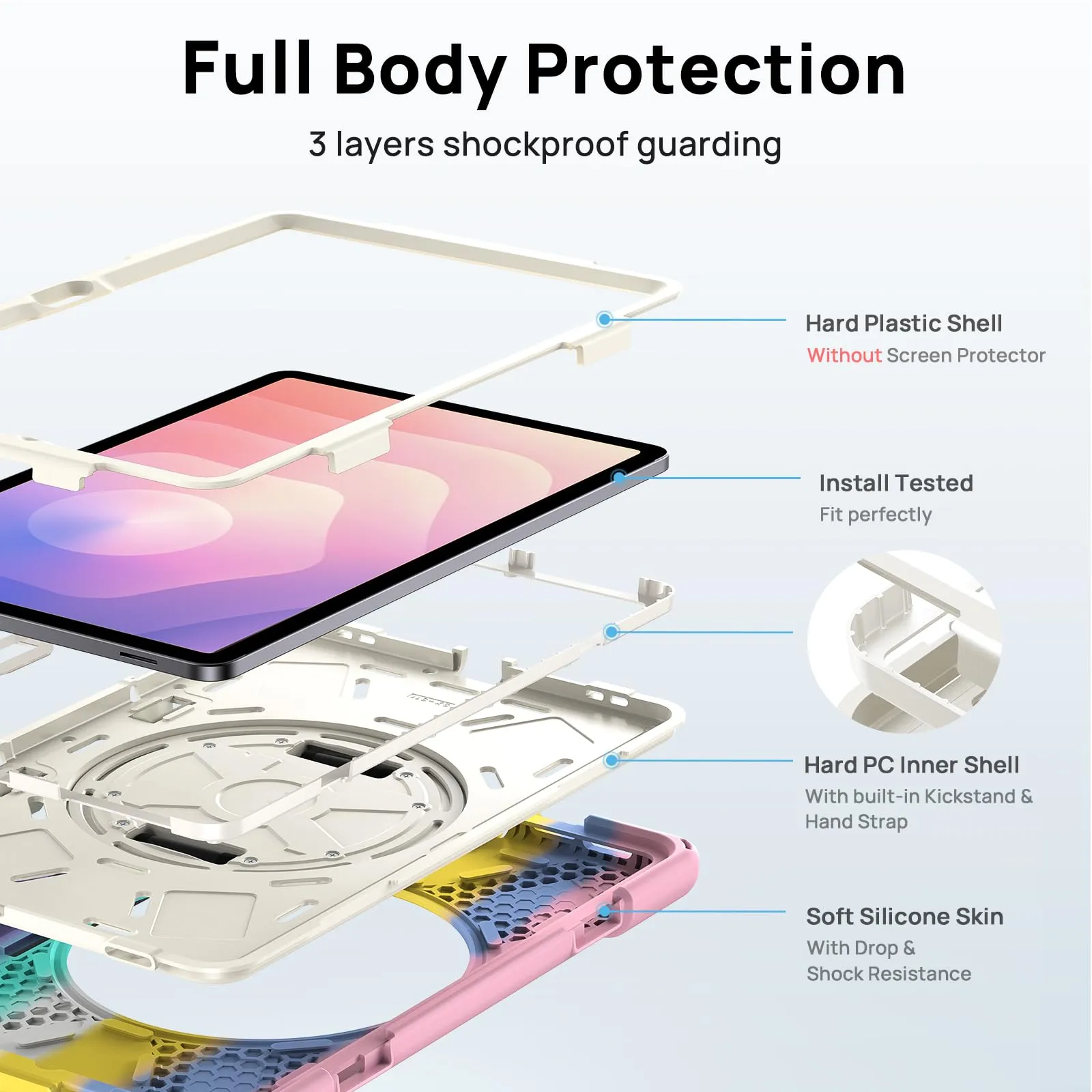 Gerutek Cover per Samsung Galaxy Tab S11 11 Pollici 2025, Arcobaleno - immagine 3