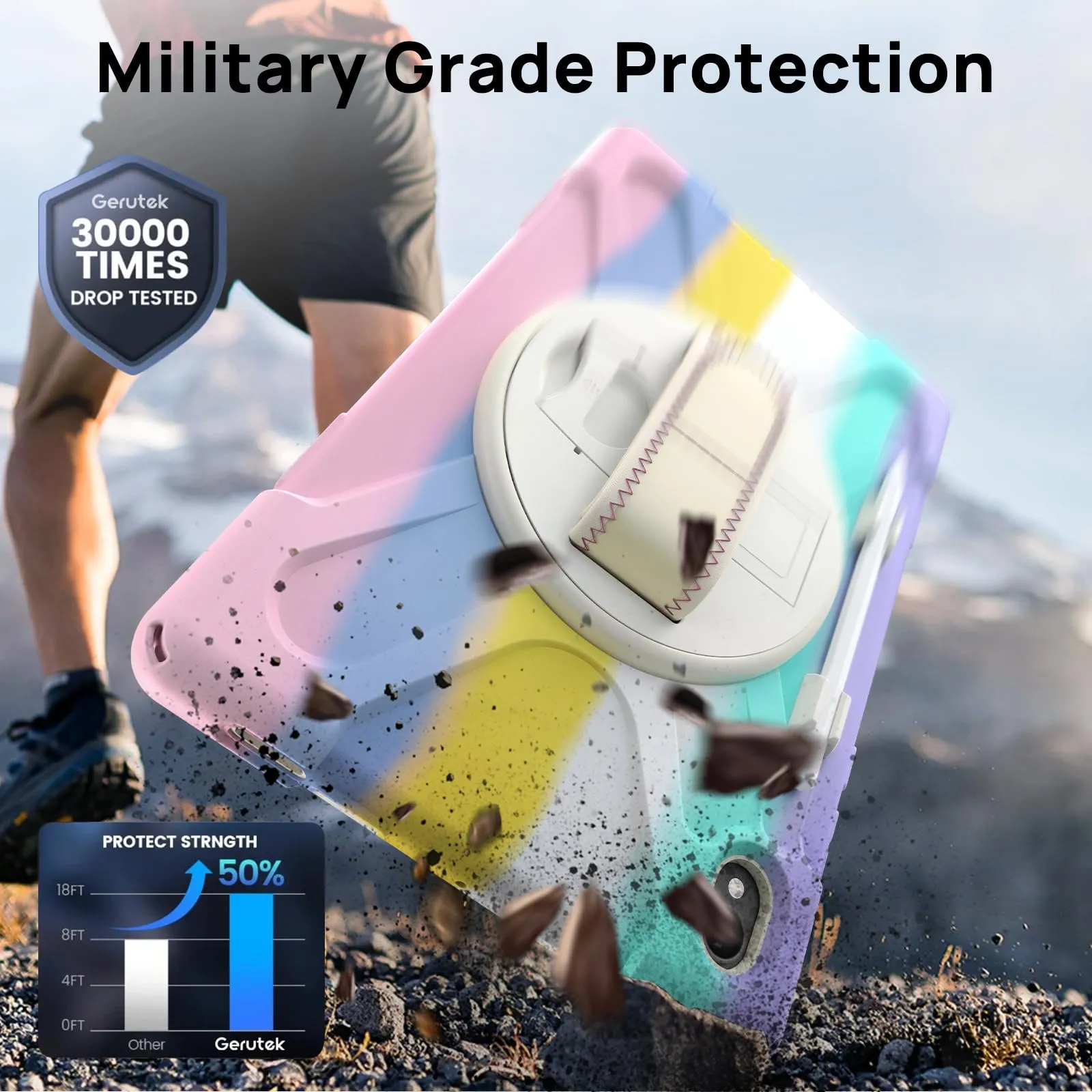 Gerutek Cover per Samsung Galaxy Tab S11 11 Pollici 2025, Arcobaleno - immagine 4