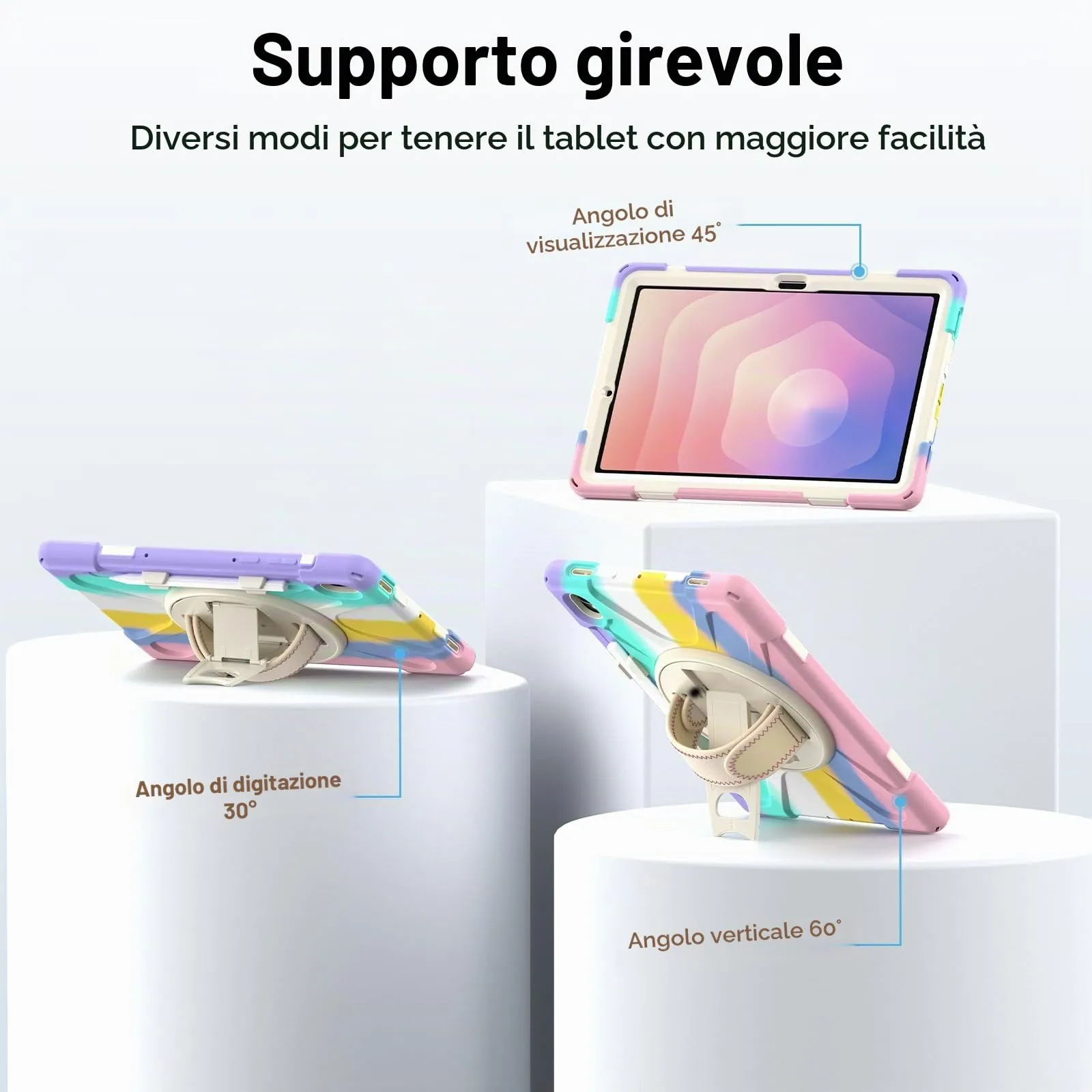 Gerutek Cover per Samsung Galaxy Tab S11 11 Pollici 2025, Arcobaleno - immagine 5
