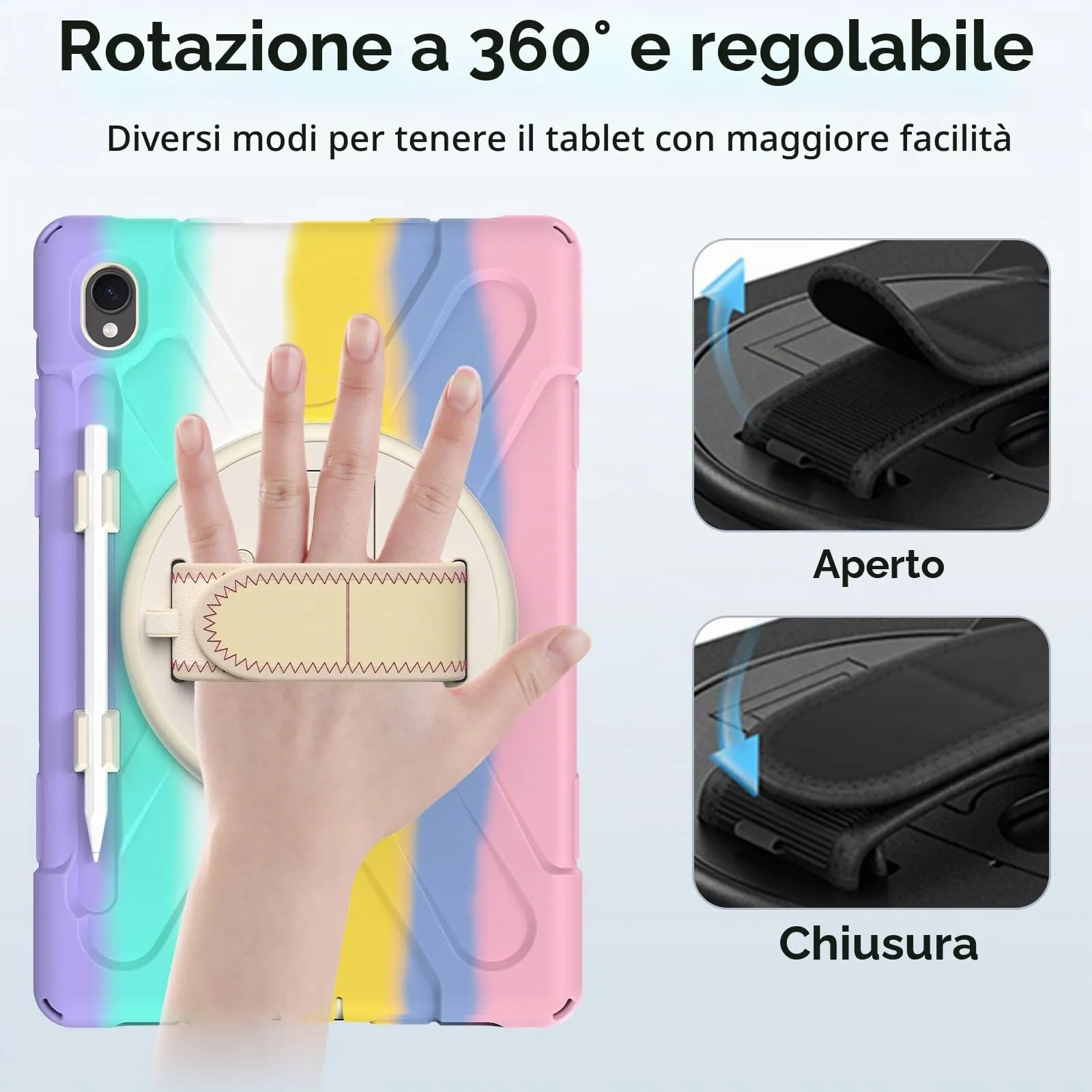 Gerutek Cover per Samsung Galaxy Tab S11 11 Pollici 2025, Arcobaleno - immagine 6