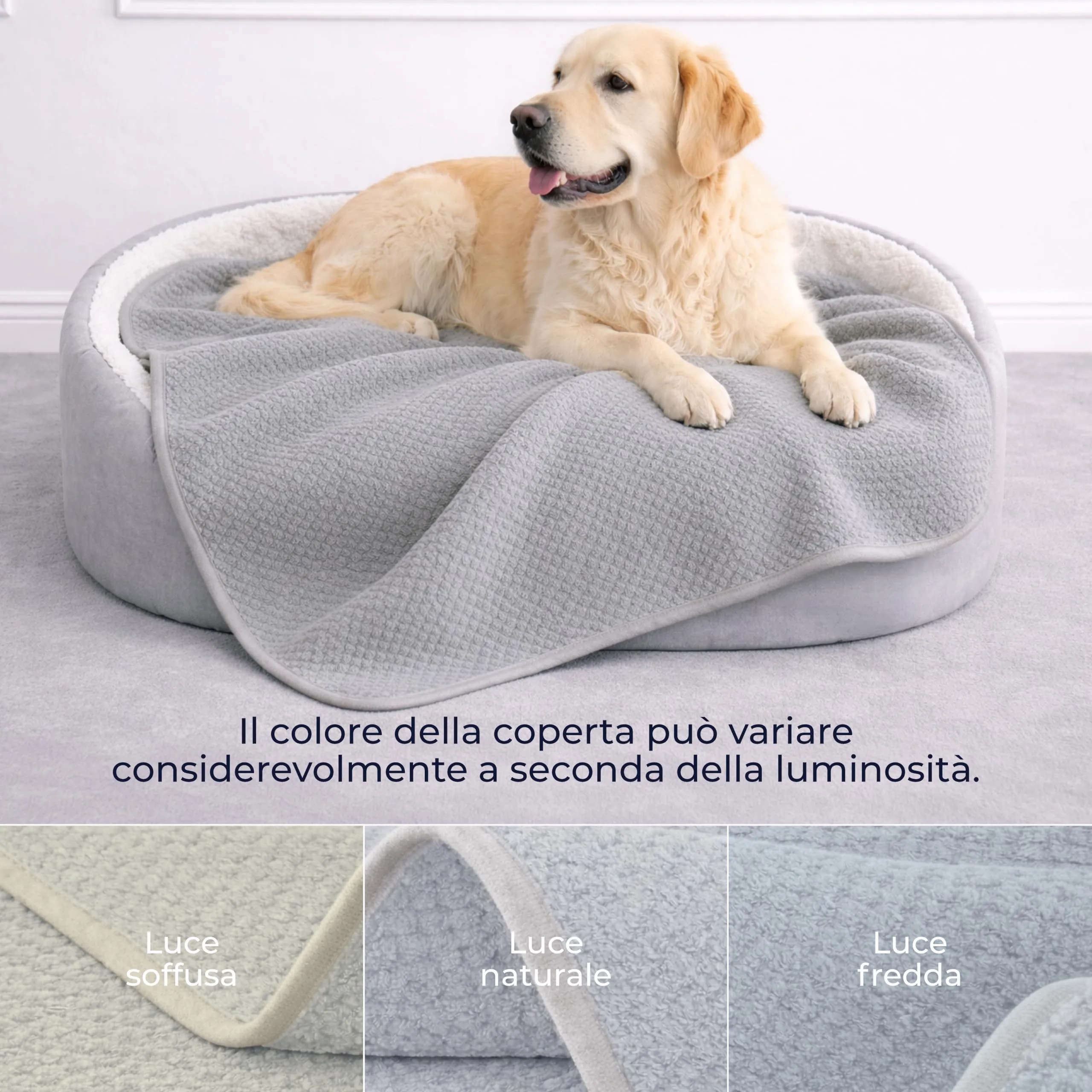 Dreamzie Coperta Impermeabile 127x152cm - Cerata Letto Matrimoniale Reversibile e Lavabile in Lavatrice in Pile Sherpa per Letto o Divano - Copridivano impermeabile per animali - Grigio chiaro - immagine 4