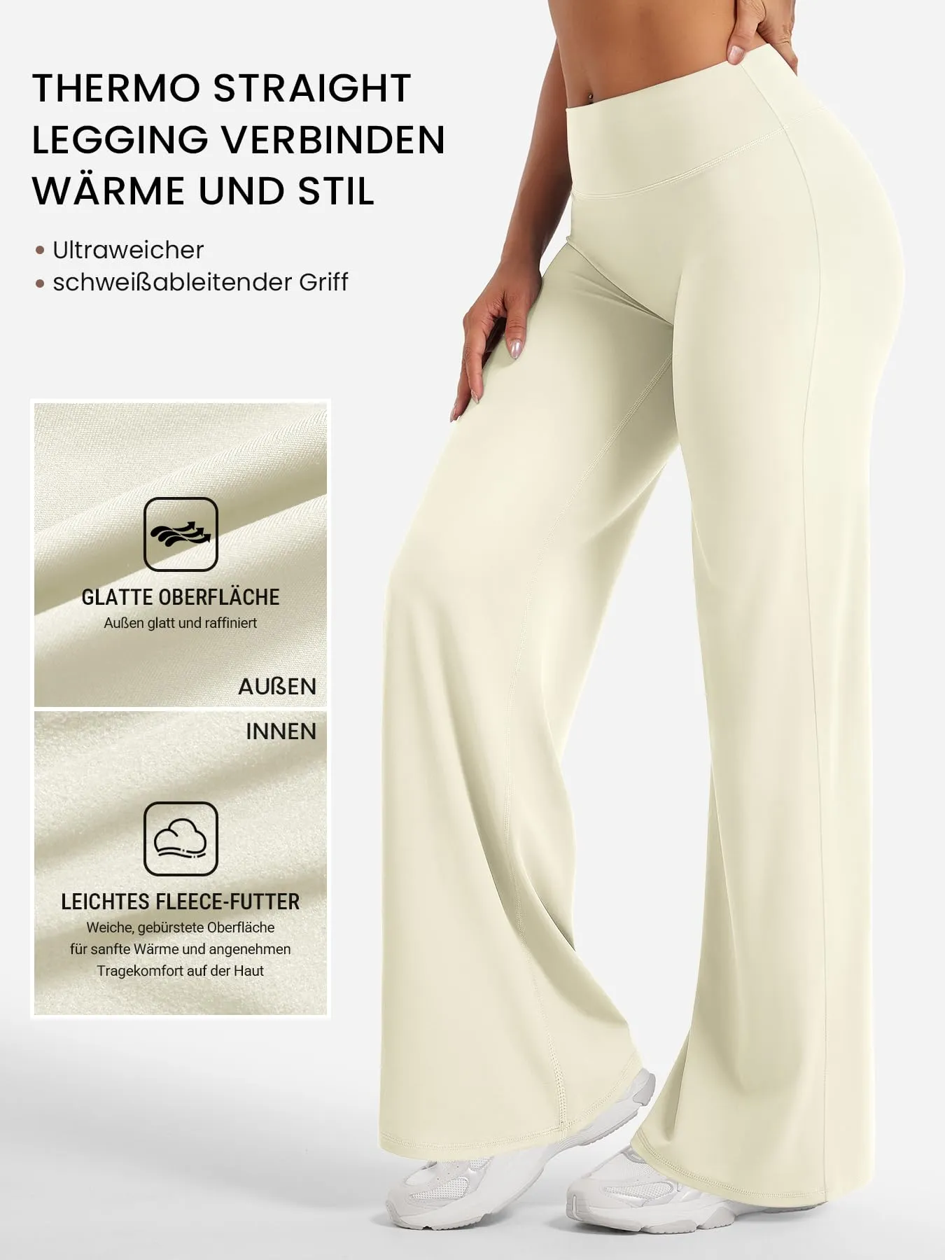 ZAAYO - Pantaloni da yoga senza cuciture da donna, leggings dritti a vita alta, leggings a zampa sportivi da yoga, leggings da donna opachi, pantaloni a sigaretta, L - immagine 5