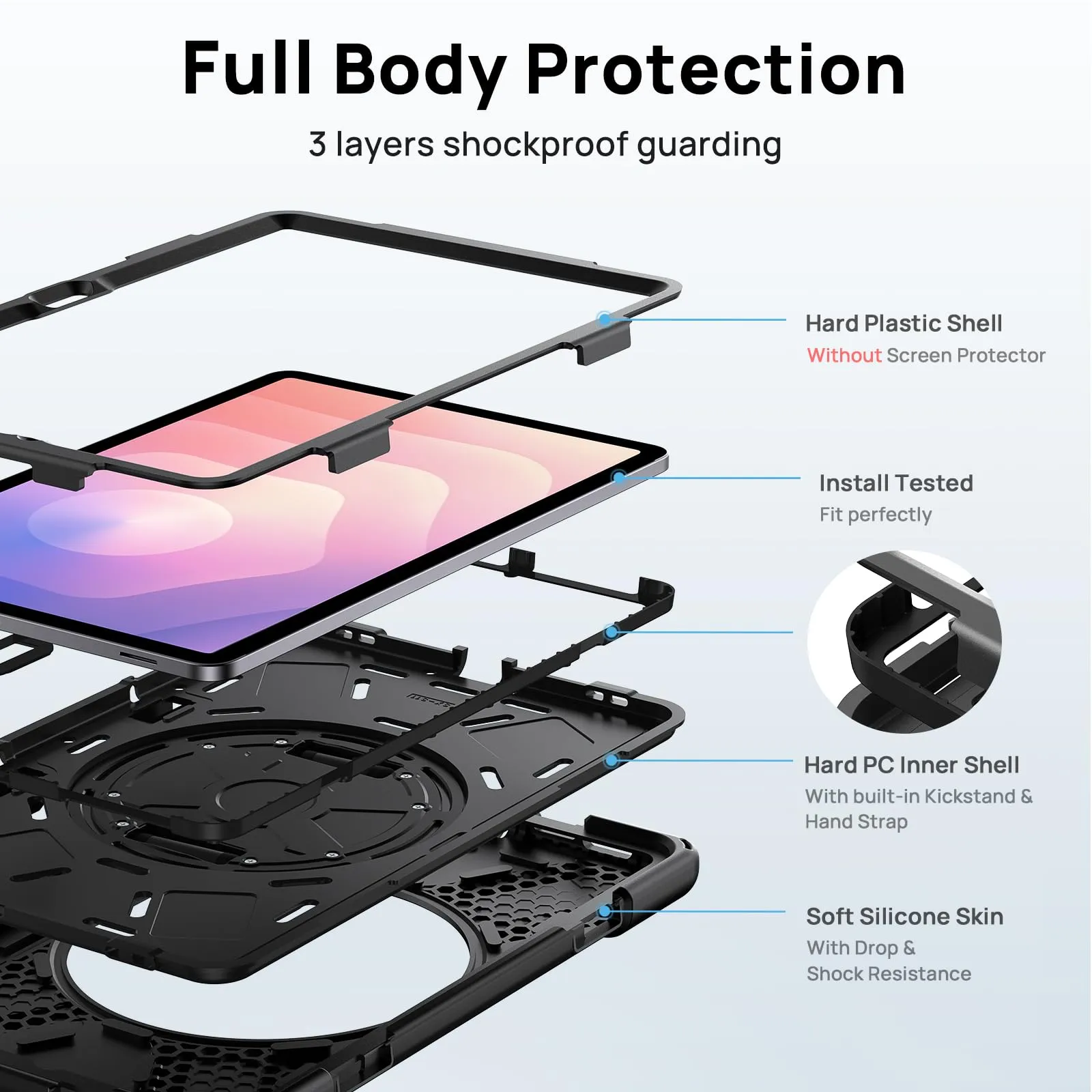Gerutek Cover per Samsung Galaxy Tab S11 11 Pollici 2025, Nero - immagine 3
