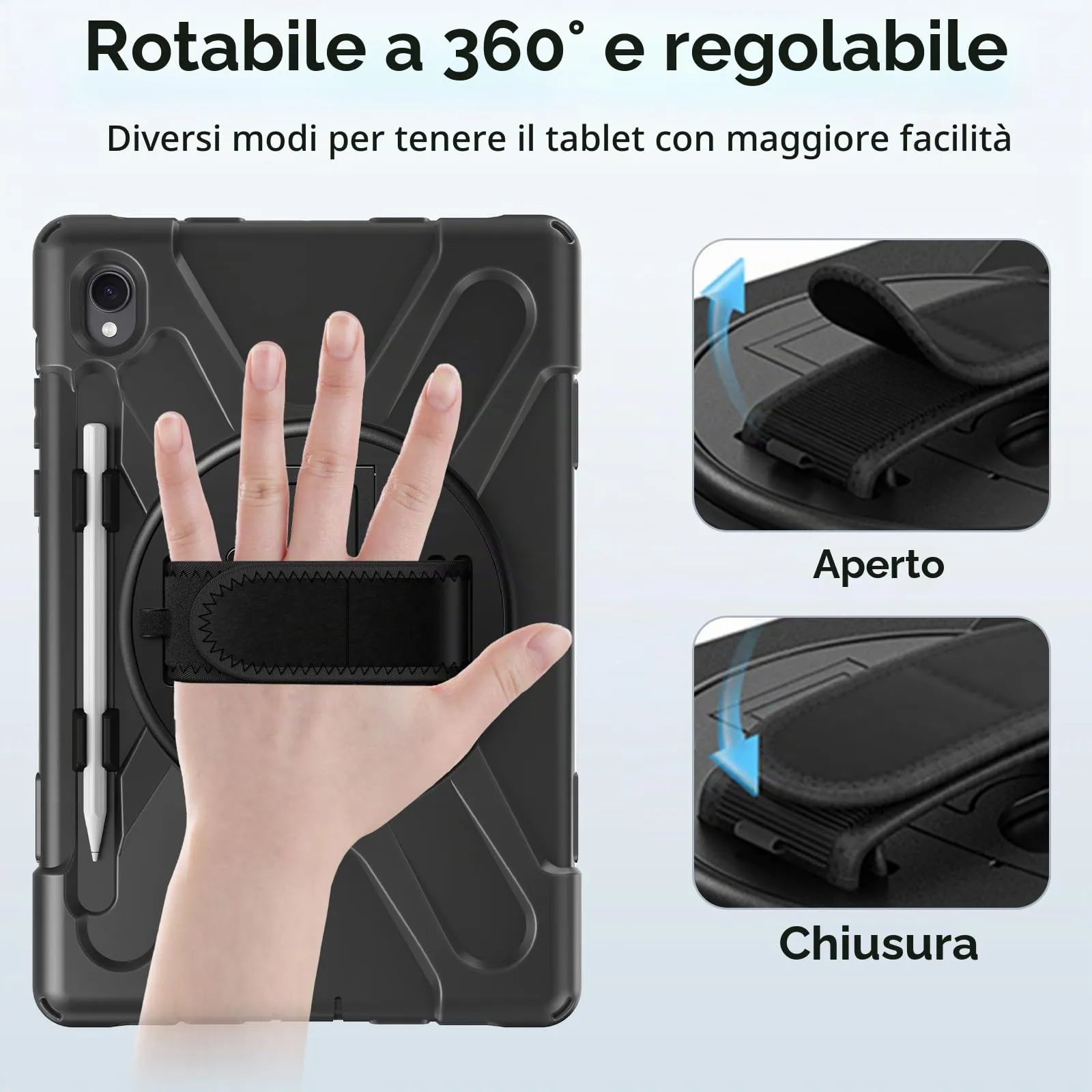 Gerutek Cover per Samsung Galaxy Tab S11 11 Pollici 2025, Nero - immagine 6