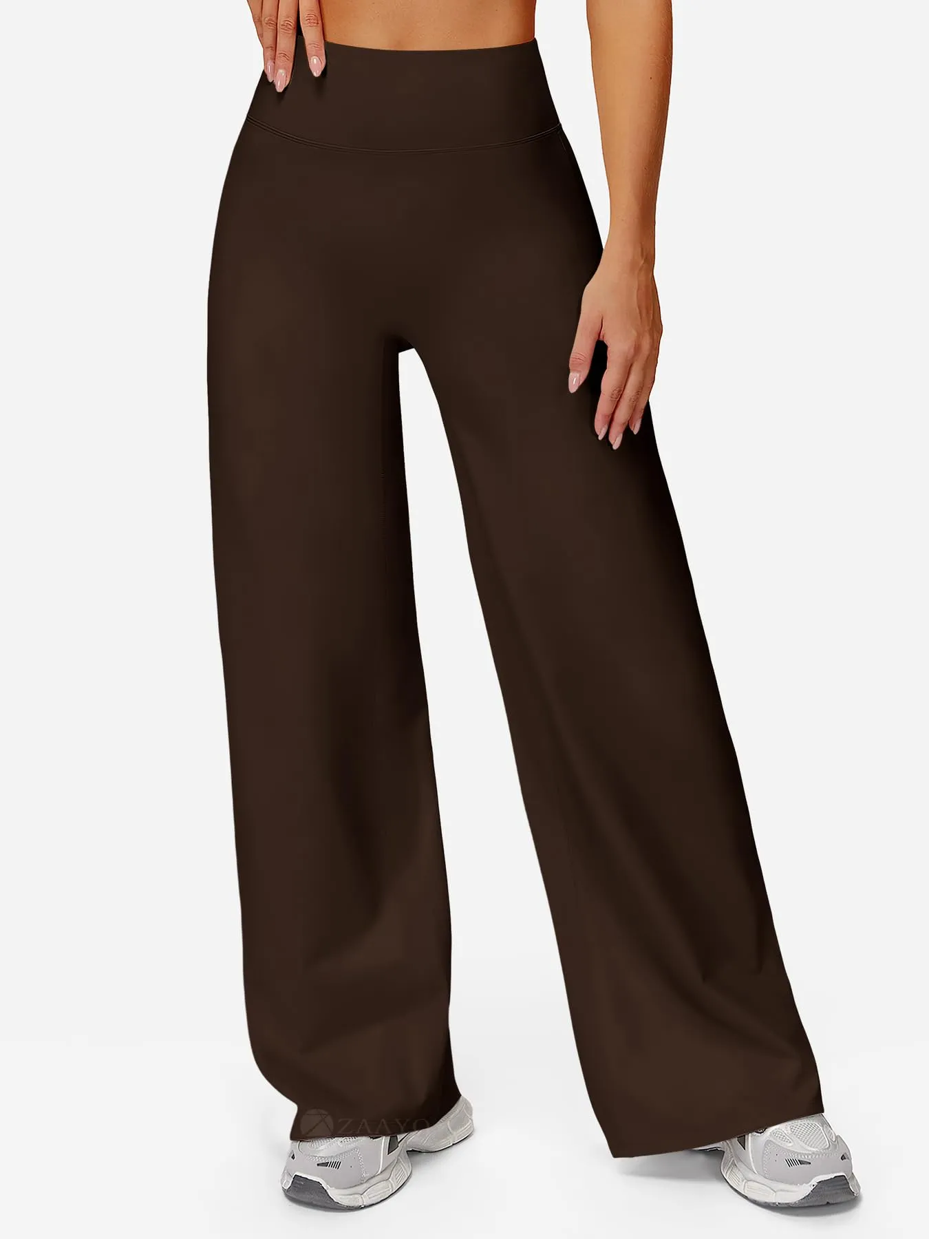 ZAAYO - Pantaloni da yoga senza cuciture da donna, leggings dritti a vita alta, leggings a zampa sportivi da yoga, leggings da donna opachi, pantaloni a sigaretta, M - immagine 2