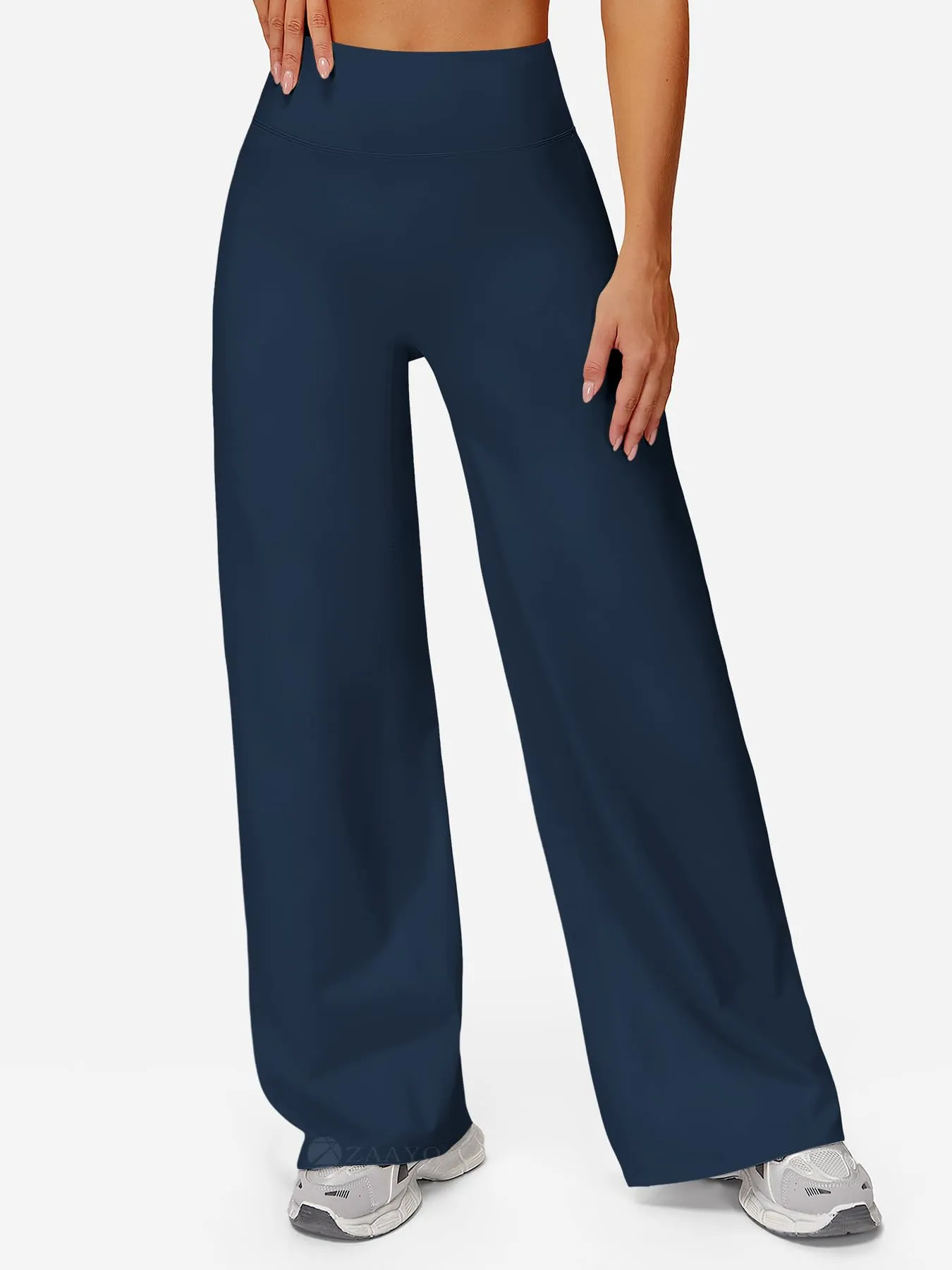 ZAAYO - Pantaloni da yoga senza cuciture da donna, leggings dritti a vita alta, leggings a zampa sportivi da yoga, leggings da donna opachi, pantaloni a sigaretta, XL - immagine 2