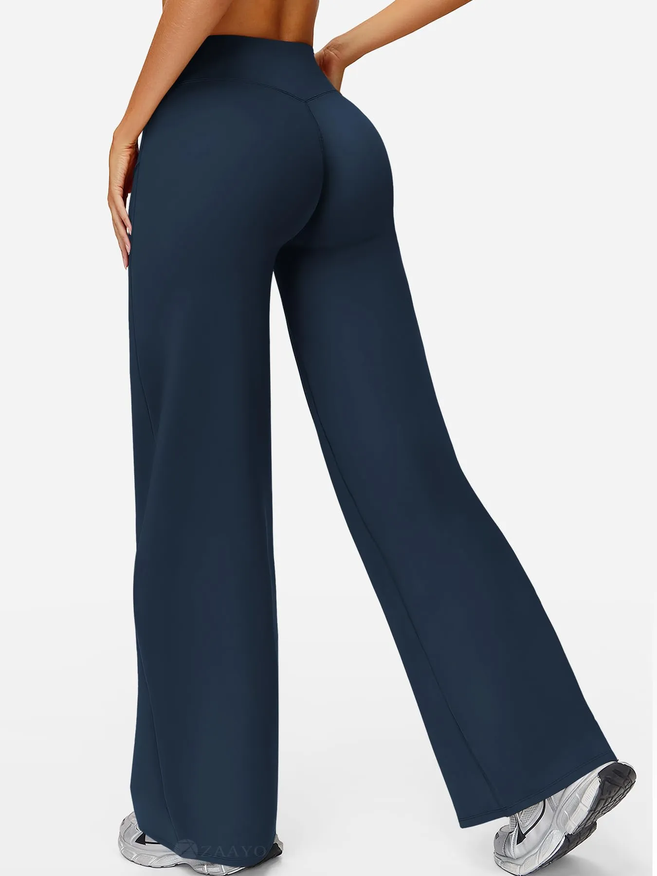 ZAAYO - Pantaloni da yoga senza cuciture da donna, leggings dritti a vita alta, leggings a zampa sportivi da yoga, leggings da donna opachi, pantaloni a sigaretta, XL - immagine 4