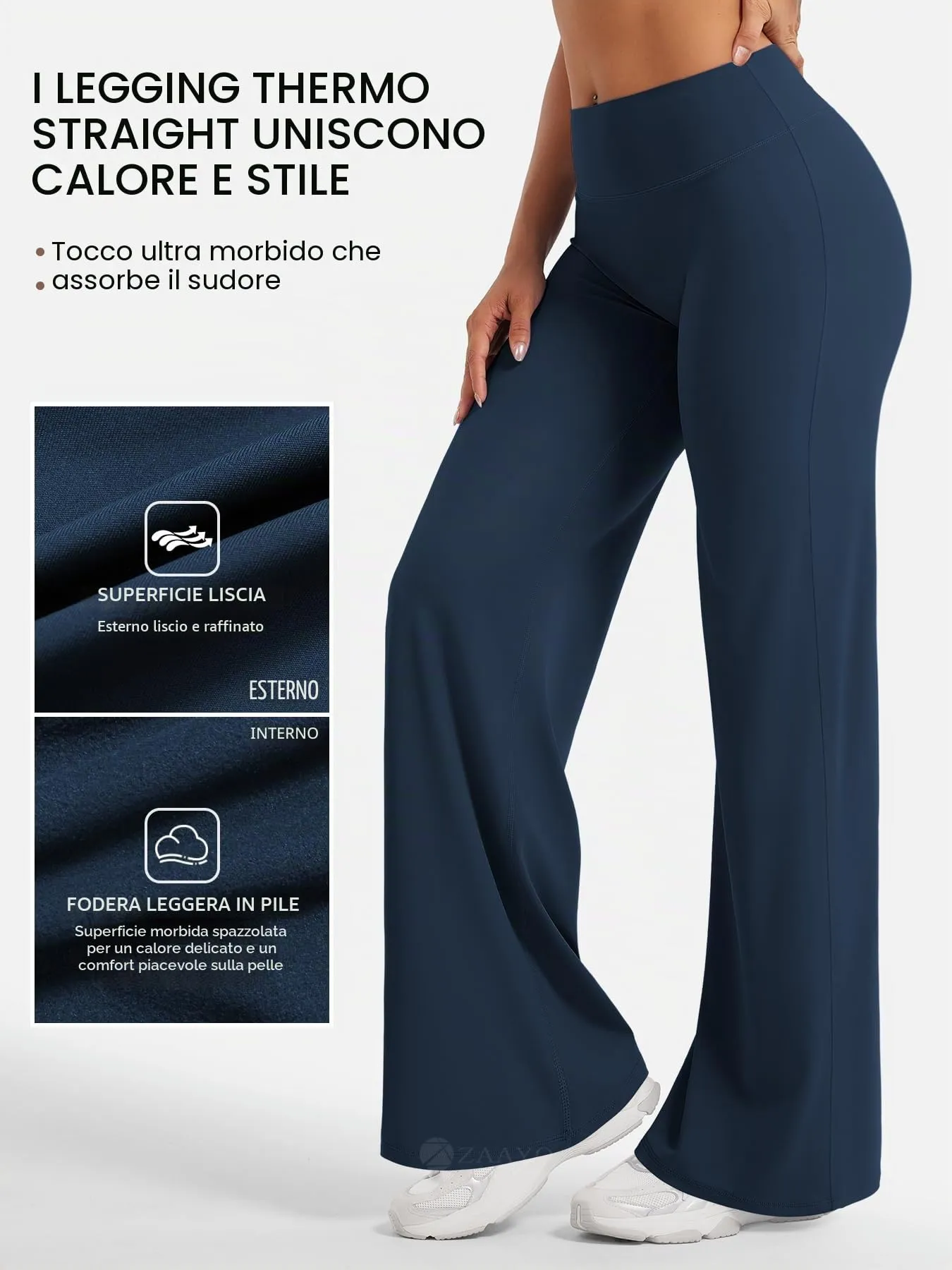 ZAAYO - Pantaloni da yoga senza cuciture da donna, leggings dritti a vita alta, leggings a zampa sportivi da yoga, leggings da donna opachi, pantaloni a sigaretta, XL - immagine 5
