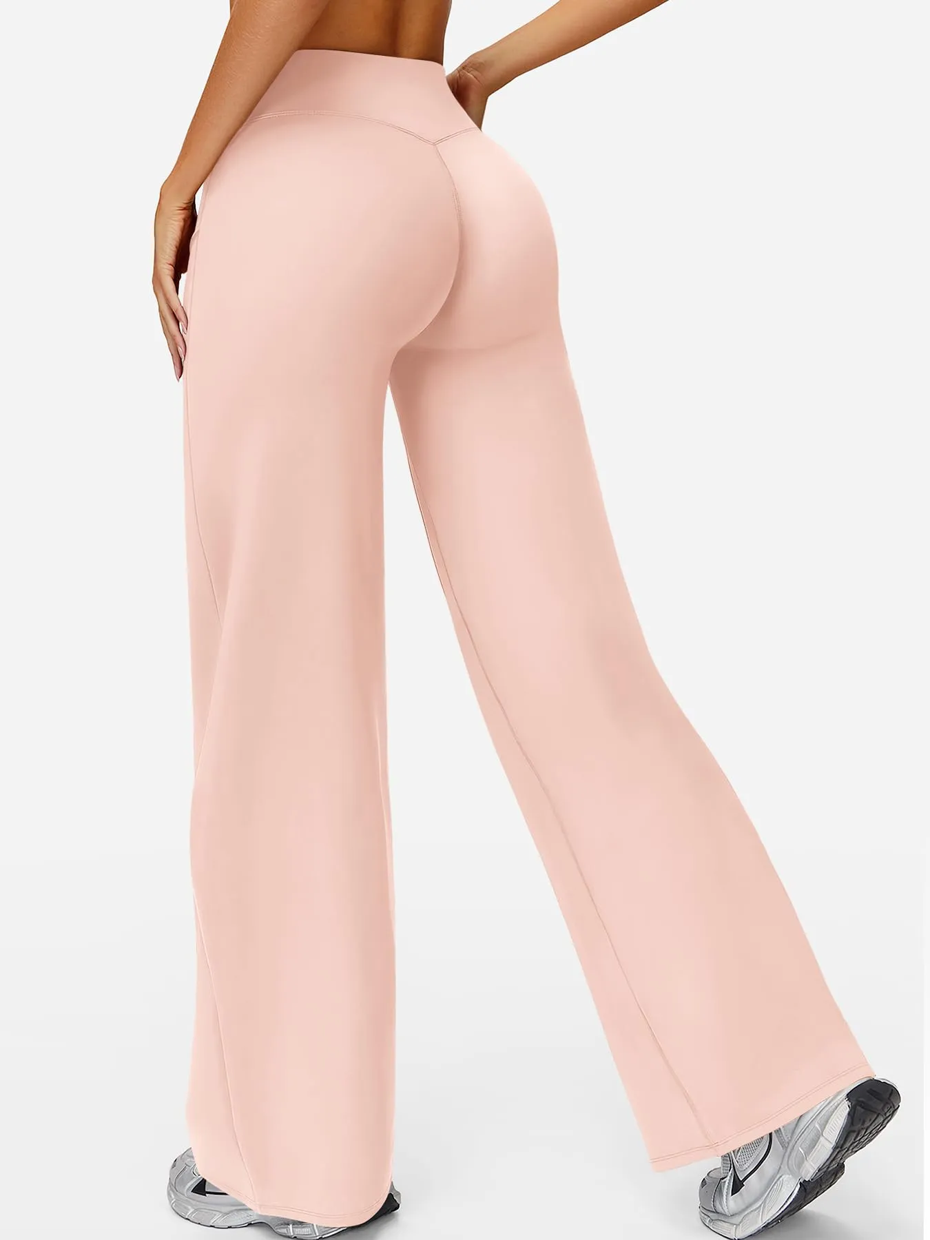ZAAYO - Pantaloni da yoga senza cuciture da donna, leggings dritti a vita alta, leggings a zampa sportivi da yoga, leggings da donna opachi, pantaloni a sigaretta, S - immagine 4