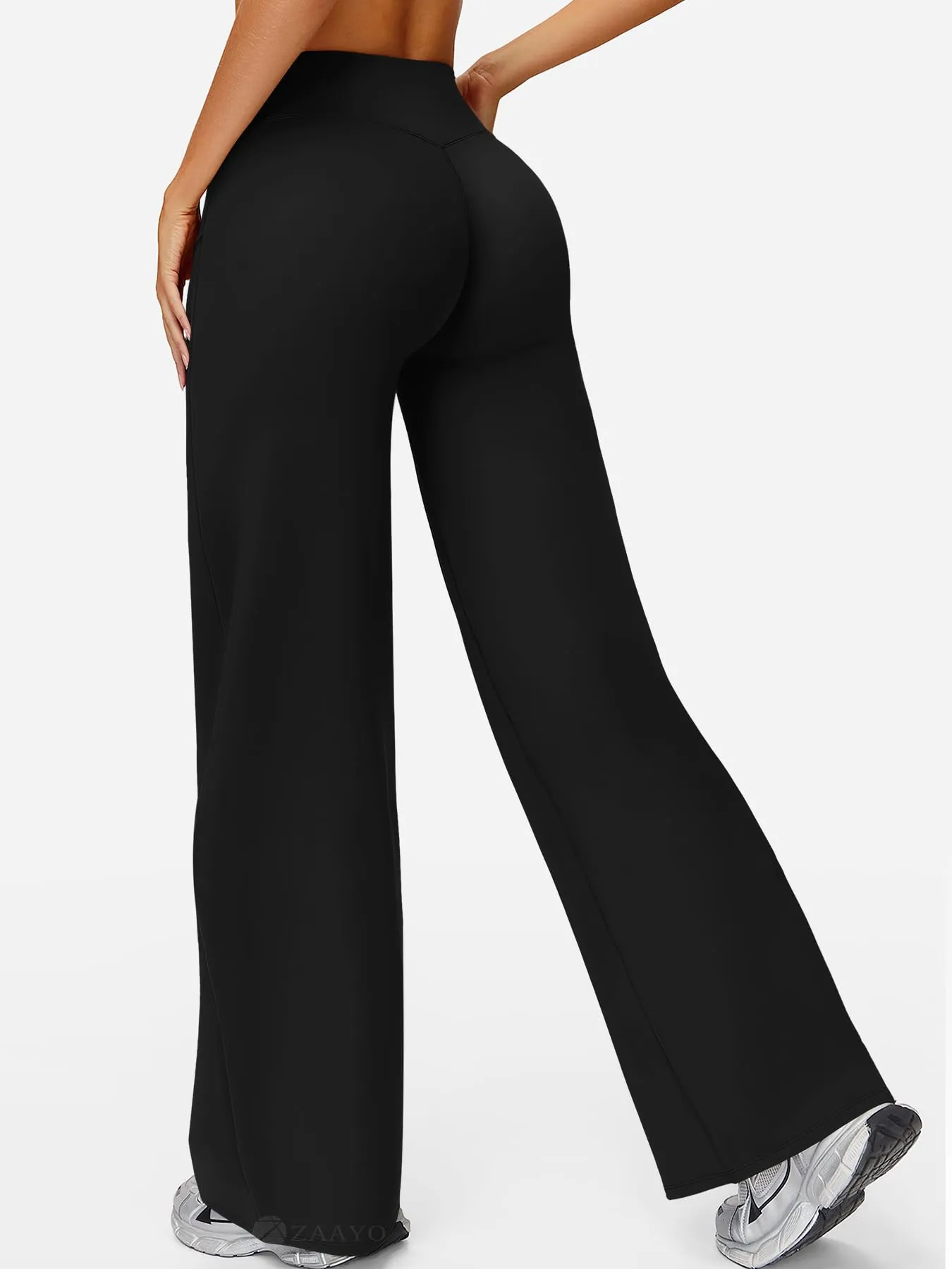 ZAAYO Leggings dritti da donna, senza cuciture, svasati, per yoga, palestra, Nero, termico, M - immagine 4