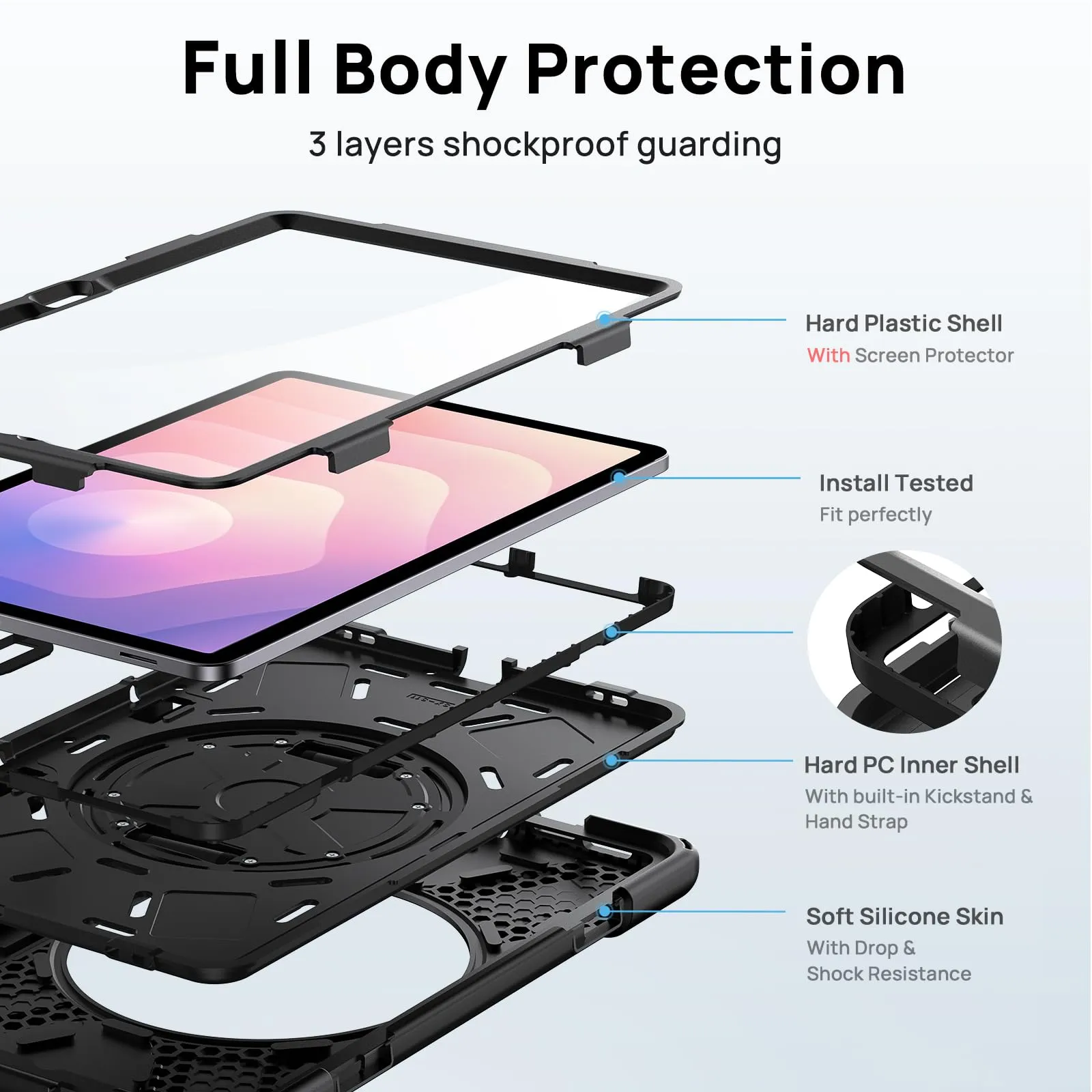 Gerutek Cover per Samsung Galaxy Tab S11 11 Pollici 2025, Nero - immagine 3