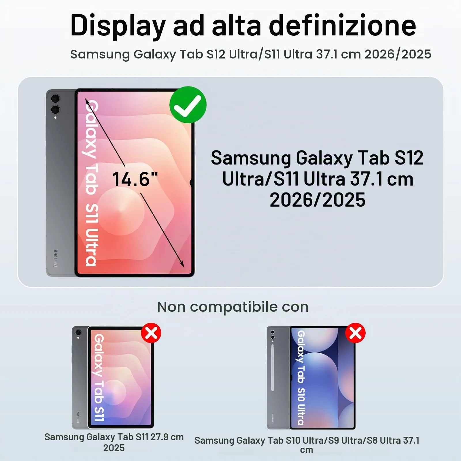 Gerutek Cover per Samsung Galaxy Tab S12 Ultra/ S11 Ultra 14.6'', Nero - immagine 2