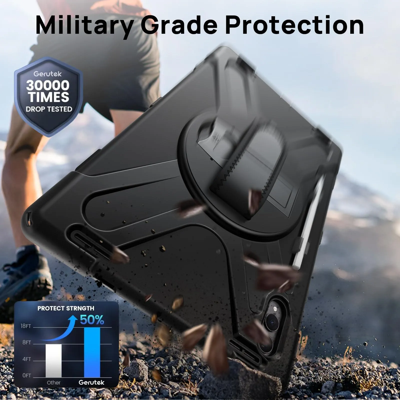 Gerutek Cover per Samsung Galaxy Tab S12 Ultra/ S11 Ultra 14.6'', Nero - immagine 4
