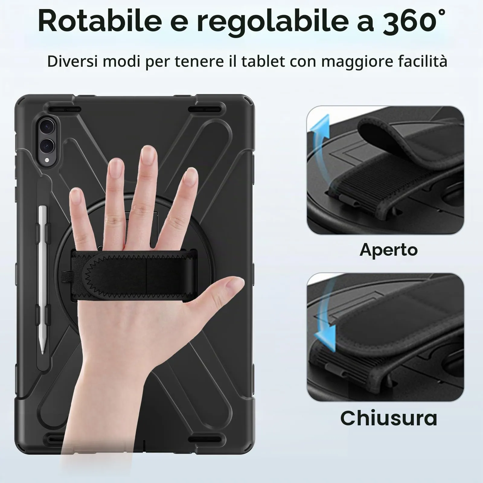 Gerutek Cover per Samsung Galaxy Tab S12 Ultra/ S11 Ultra 14.6'', Nero - immagine 6