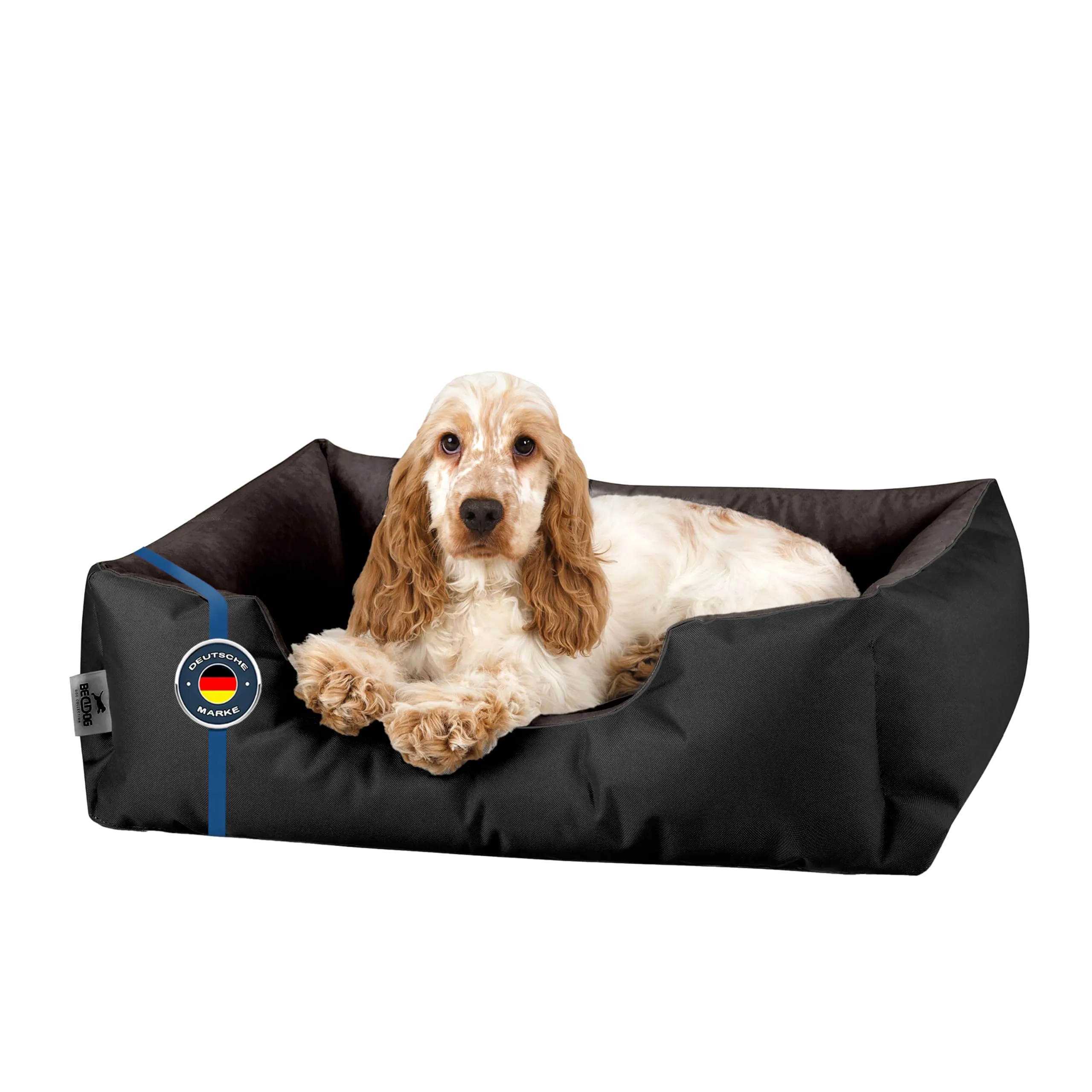 BedDog Cuccia per cani LUPI, cuscino per cani con rivestimento rimovibile, lavabile, per cani di piccola taglia, S, nero-marrone - immagine 2
