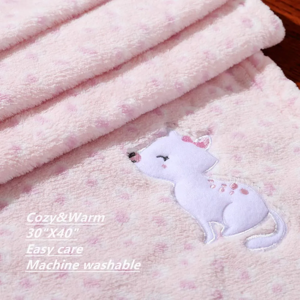 CREVENT Peluche Fluffy Warm Fleece Baby Throw Coperta per Bambino Bambino Bambino Culla Passeggino (75cmX100cm Gatto Rosa) - immagine 4