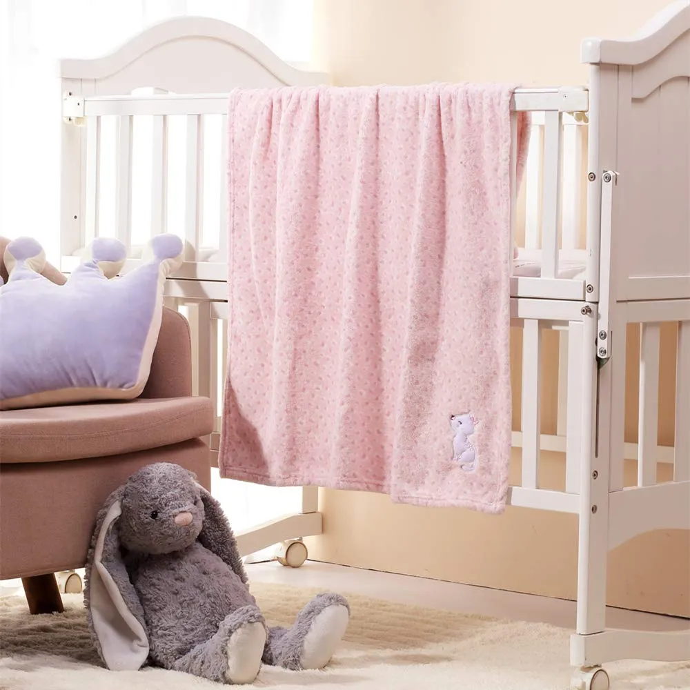 CREVENT Peluche Fluffy Warm Fleece Baby Throw Coperta per Bambino Bambino Bambino Culla Passeggino (75cmX100cm Gatto Rosa) - immagine 5