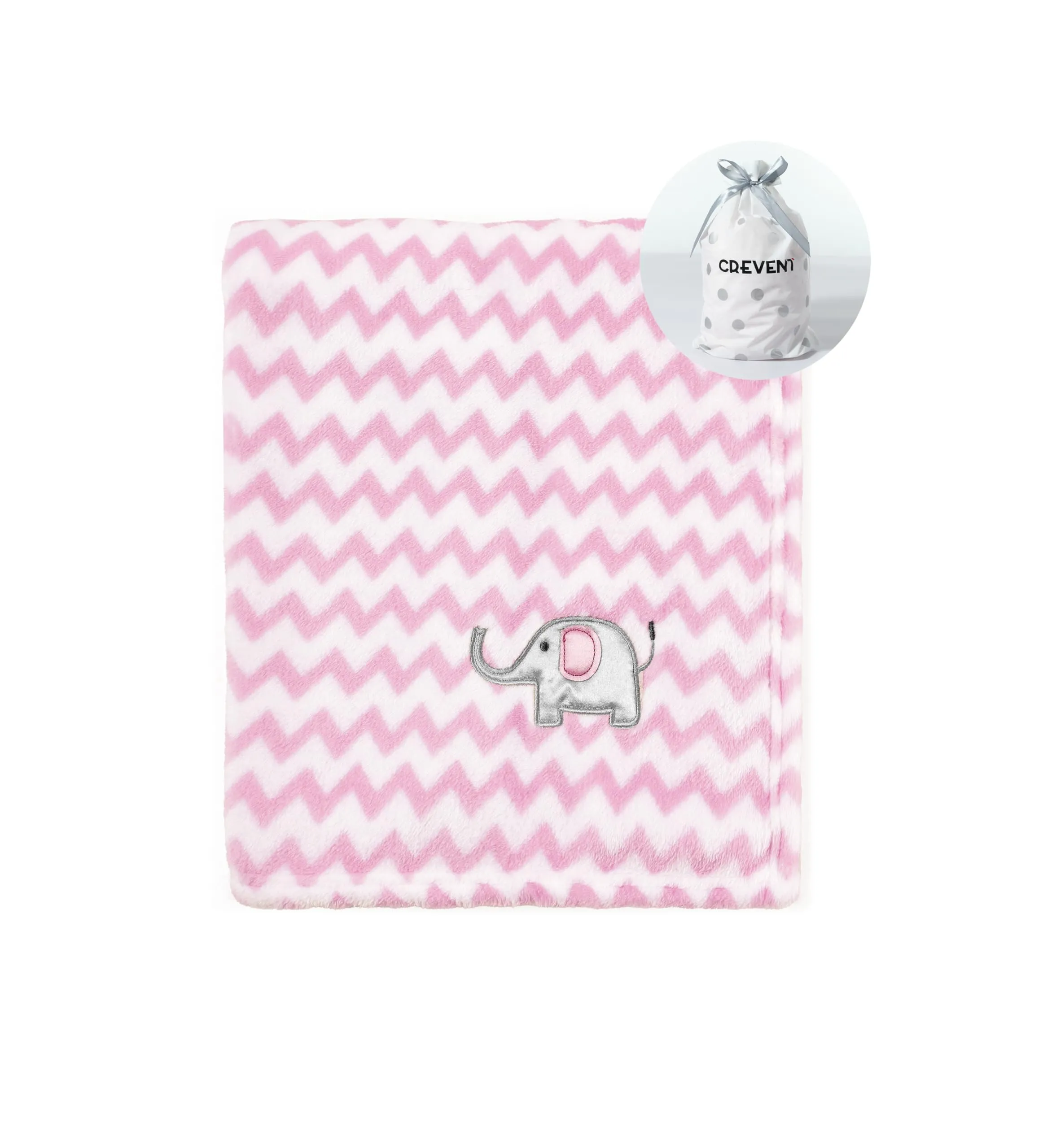 CREVENT Carino Silky Peluche Baby Coperta per Ragazze Neonati Culla Culla Passeggino, Regalo Adatto per Estate Primavera (75cmX100cm Elefante Rosa) - immagine 1