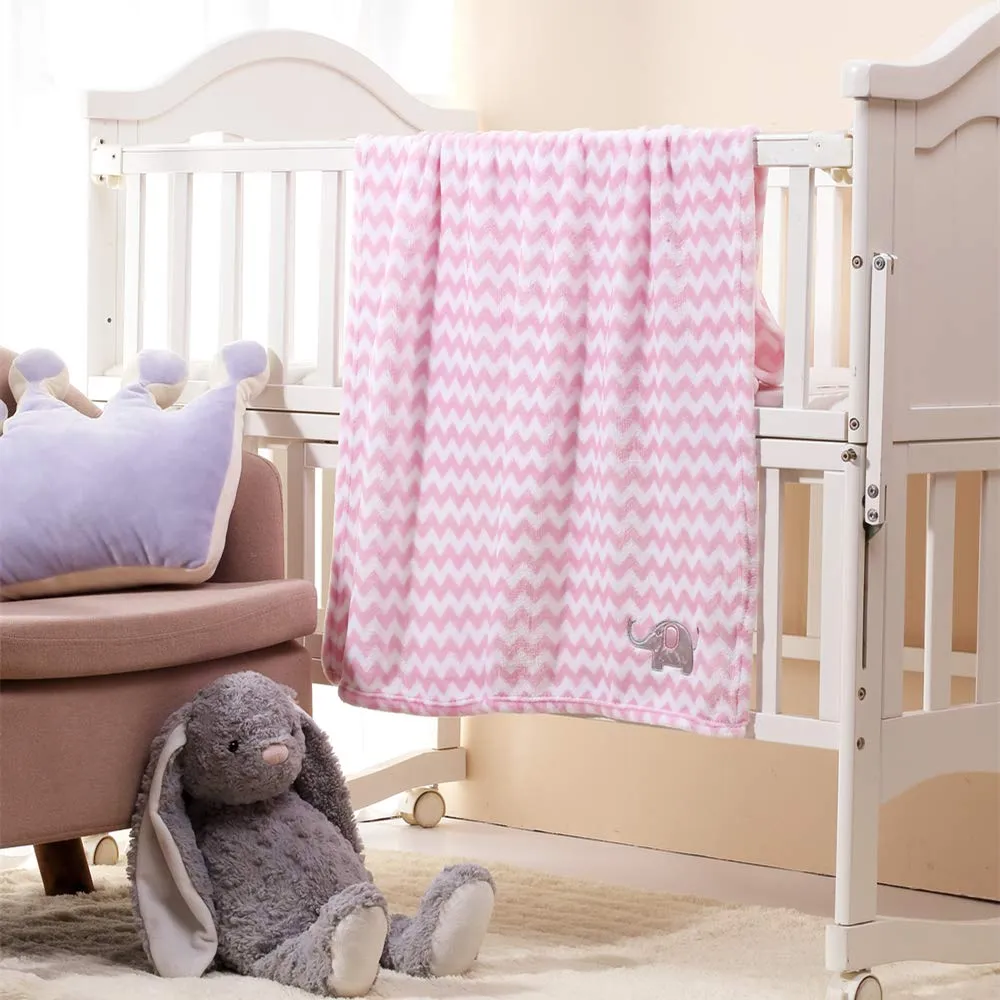 CREVENT Carino Silky Peluche Baby Coperta per Ragazze Neonati Culla Culla Passeggino, Regalo Adatto per Estate Primavera (75cmX100cm Elefante Rosa) - immagine 2