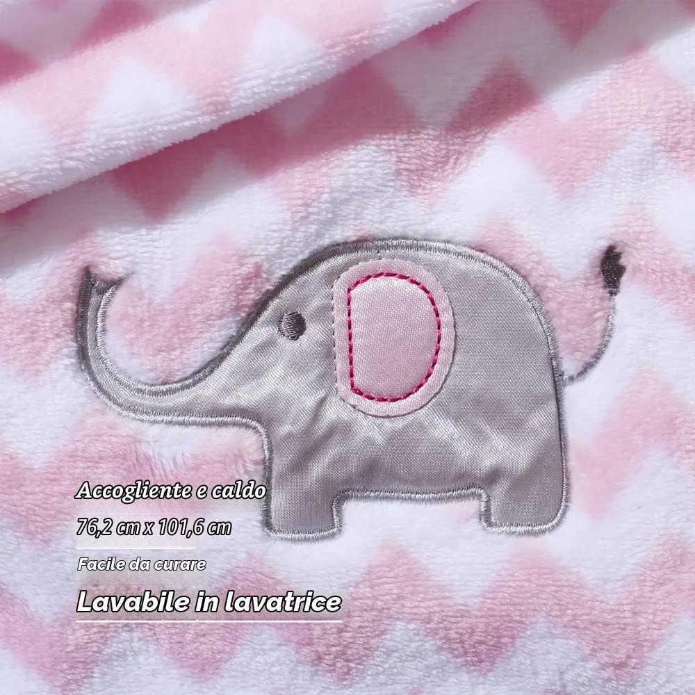 CREVENT Carino Silky Peluche Baby Coperta per Ragazze Neonati Culla Culla Passeggino, Regalo Adatto per Estate Primavera (75cmX100cm Elefante Rosa) - immagine 5