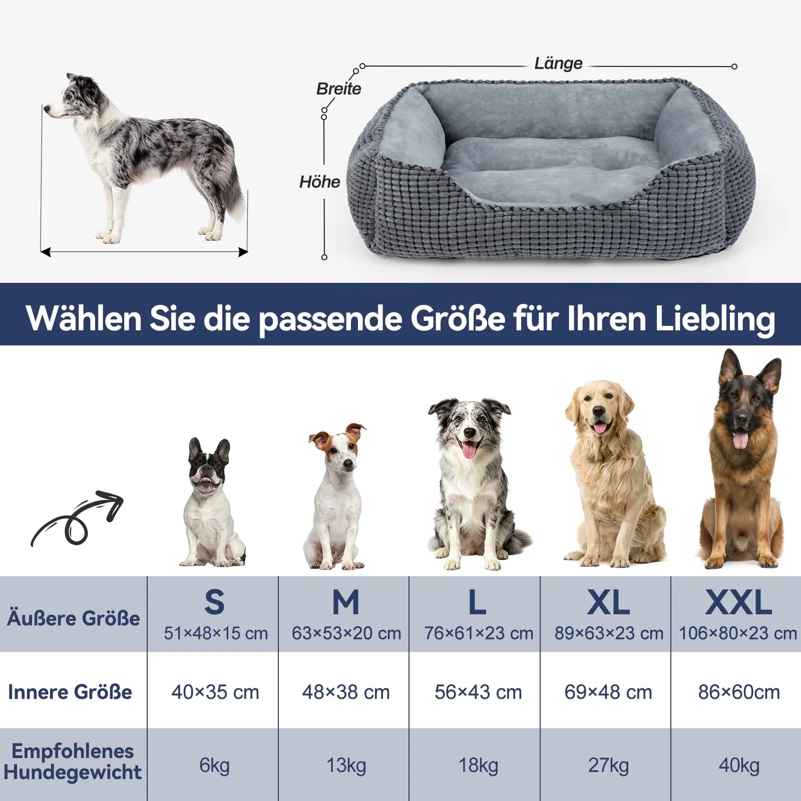 JOEJOY Cuccia Cane Interno Grande, Cuccia per Cani Lavabile, 89x63x23cm - immagine 7