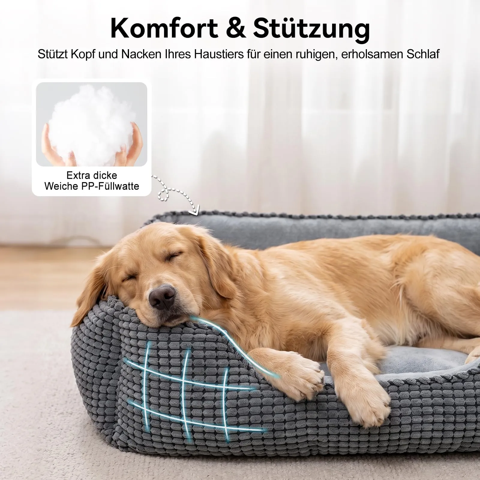 JOEJOY Cuccia Cane Interno Media, Cuccia per Cani Lavabile, 63x53x20cm - immagine 4
