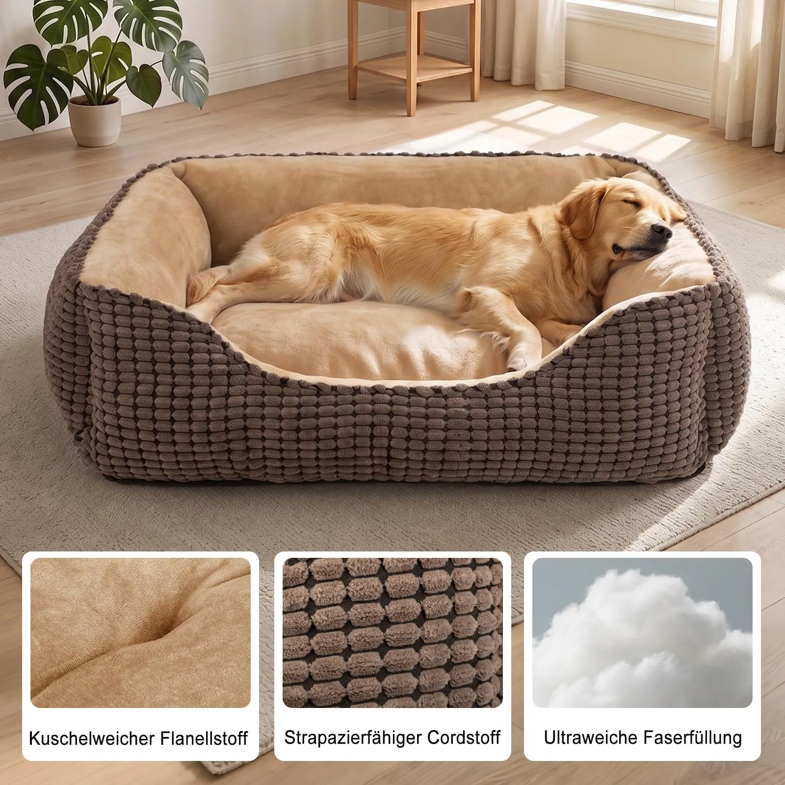 JOEJOY Cuccia Cane Interno Media, Cuccia per Cani Lavabile, 76x61x23cm - immagine 3