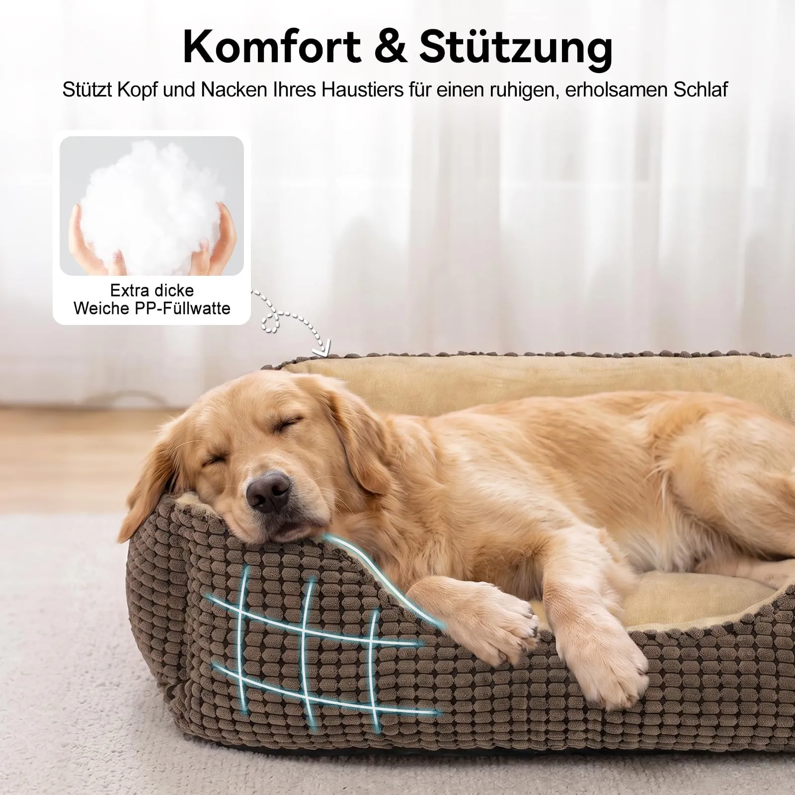 JOEJOY Cuccia Cane Interno Media, Cuccia per Cani Lavabile, 76x61x23cm - immagine 4