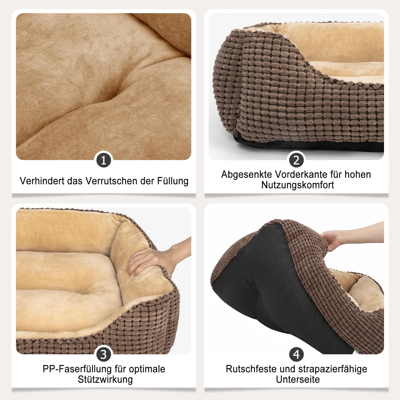 JOEJOY Cuccia Cane Interno Media, Cuccia per Cani Lavabile, 76x61x23cm - immagine 5