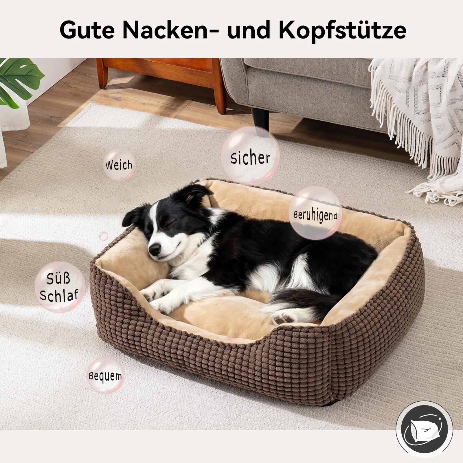 JOEJOY Cuccia Cane Interno Media, Cuccia per Cani Lavabile, 76x61x23cm - immagine 6