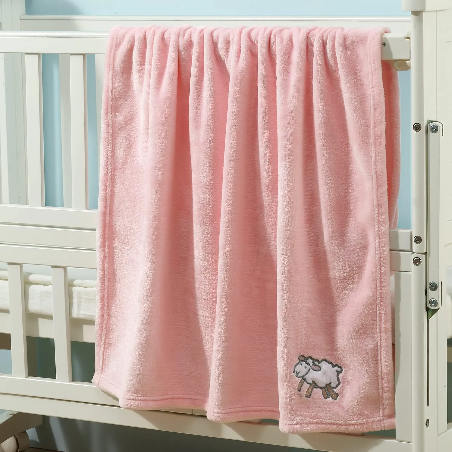 CREVENT - Coperta leggera, calda, morbida e accogliente in pile, per passeggino e culla, 75cmX100cm, per il compleanno di un bambino (pecora rosa) - immagine 6