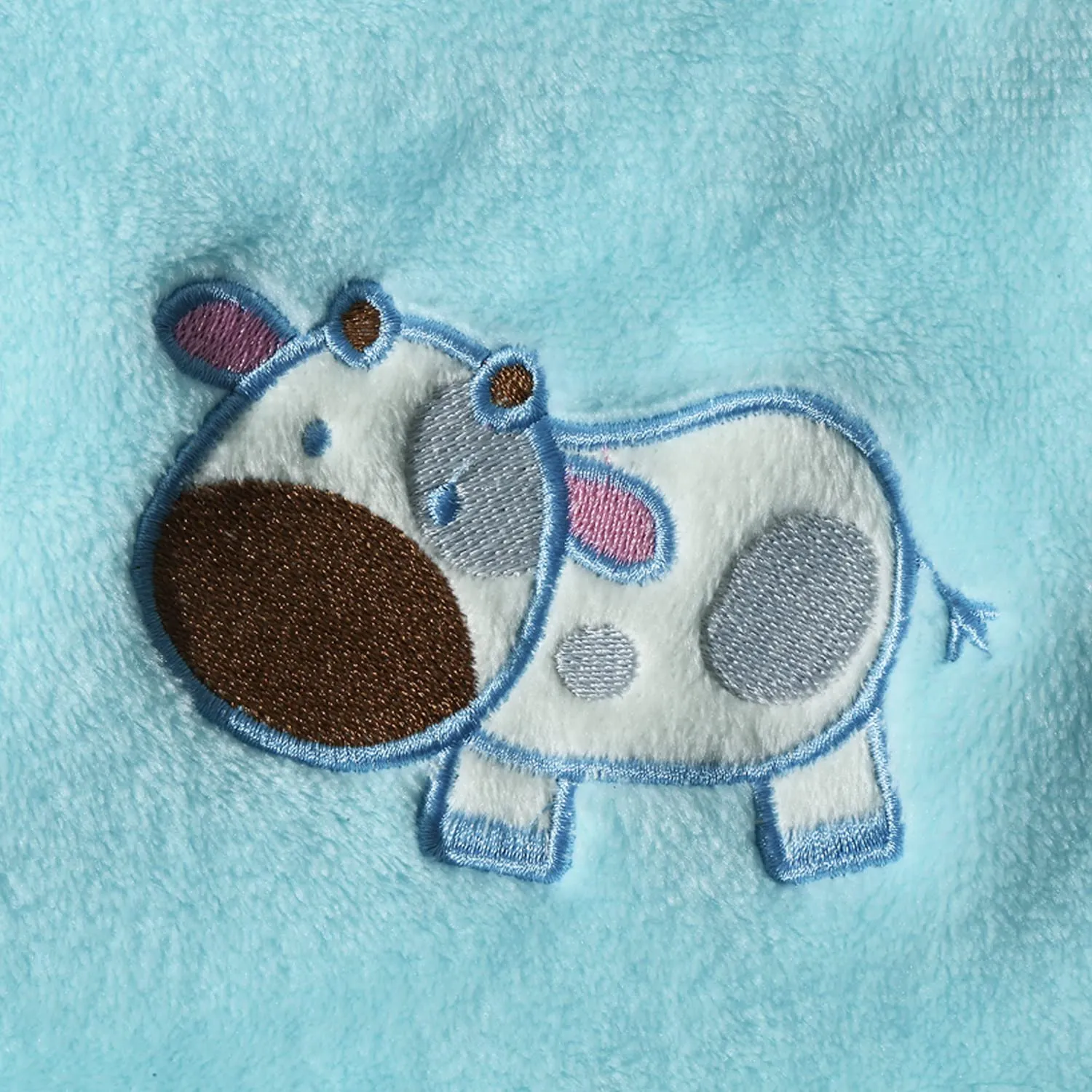 CREVENT, Copertina per bambini in caldo pile, soffice e confortevole, per culla e passeggino, unisex,75cmX100cm (blu, motivo con mucca) - immagine 4